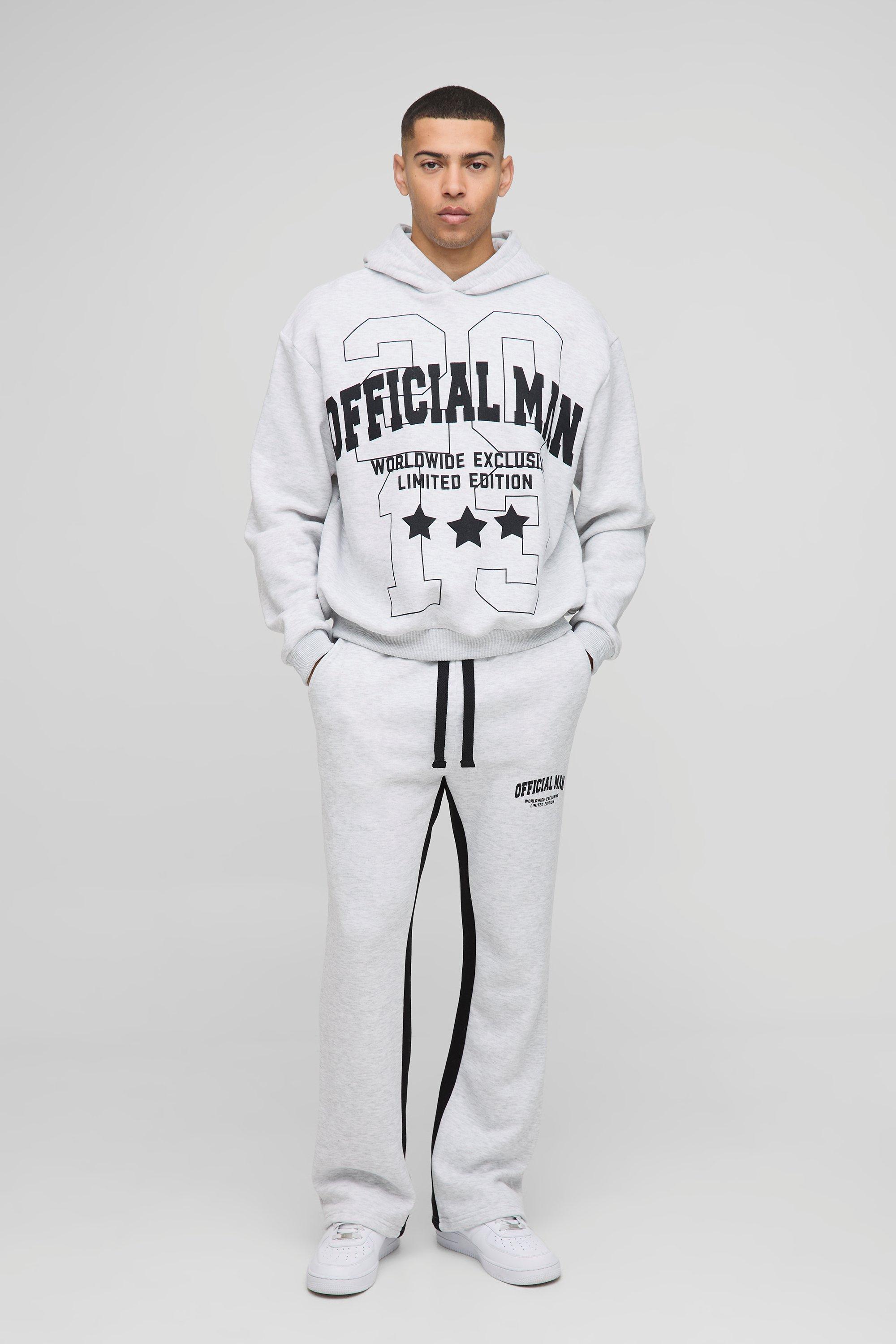 Image of Tuta Sportiva Squadrata Oversize Official Man Con Inserti E Cappuccio, Grigio