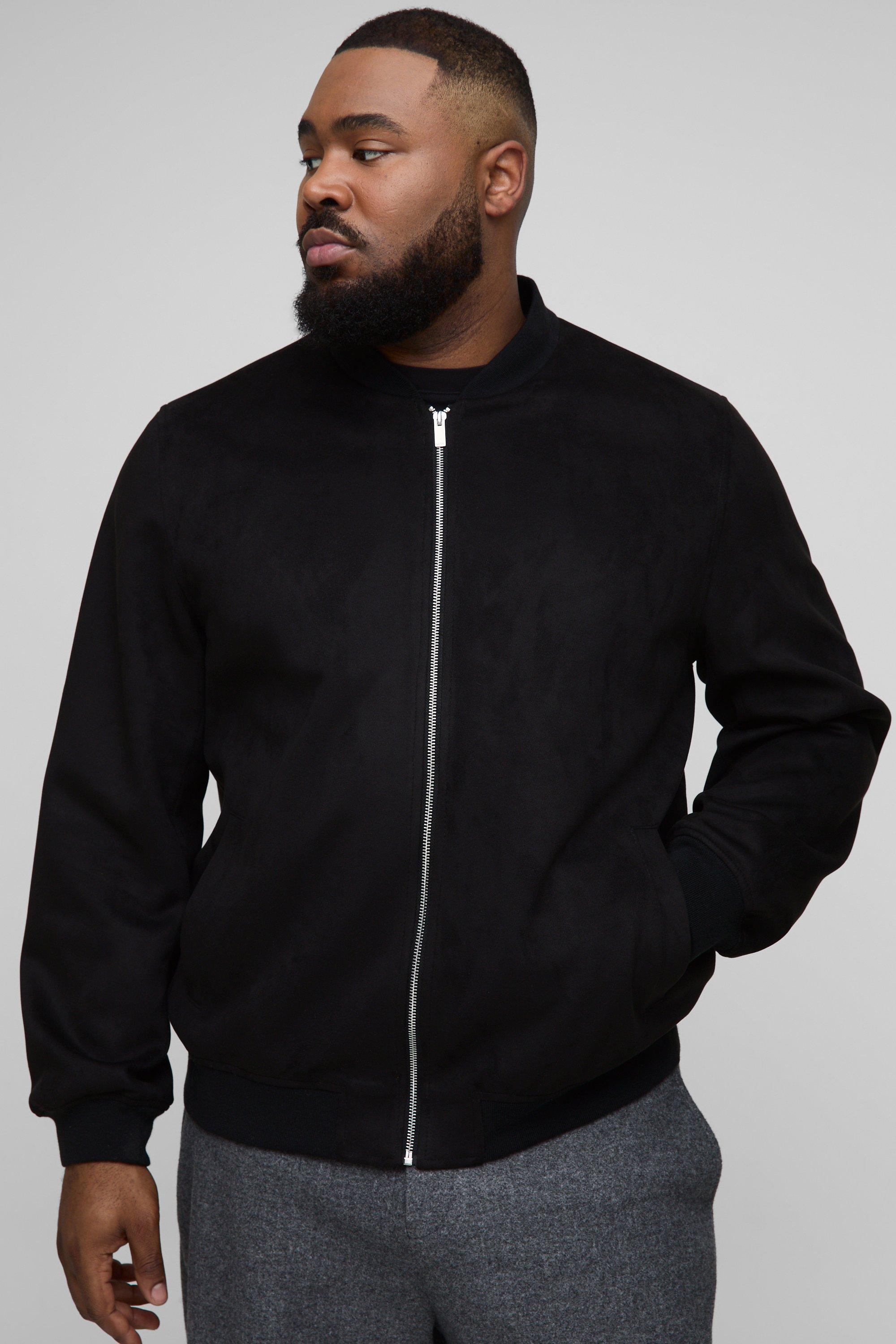 Image of Giacca Bomber Plus Size Regular Fit in scamosciato sintetico, Nero