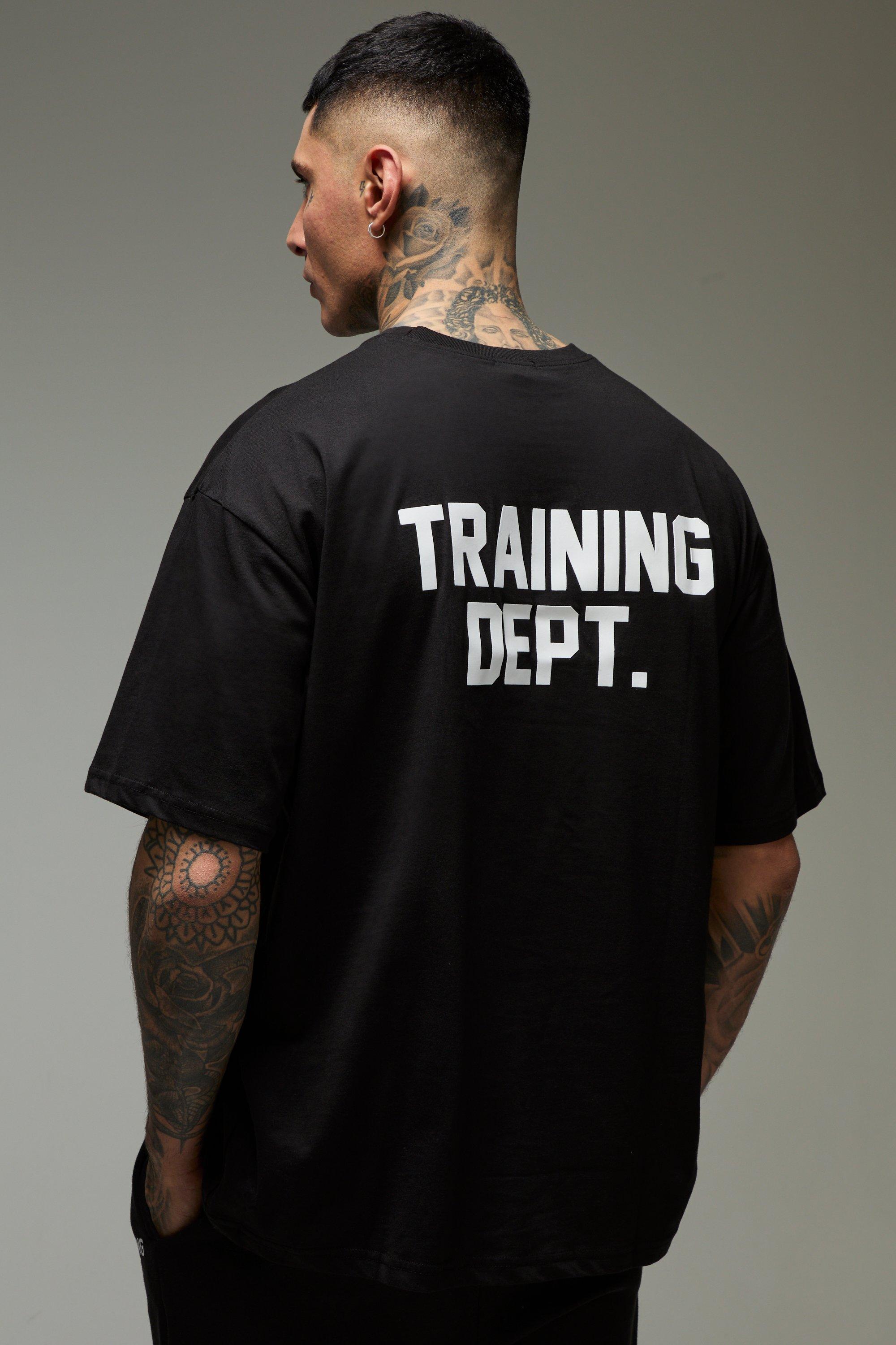 Image of T-shirt Tall oversize Man Active Training Dept, Nero