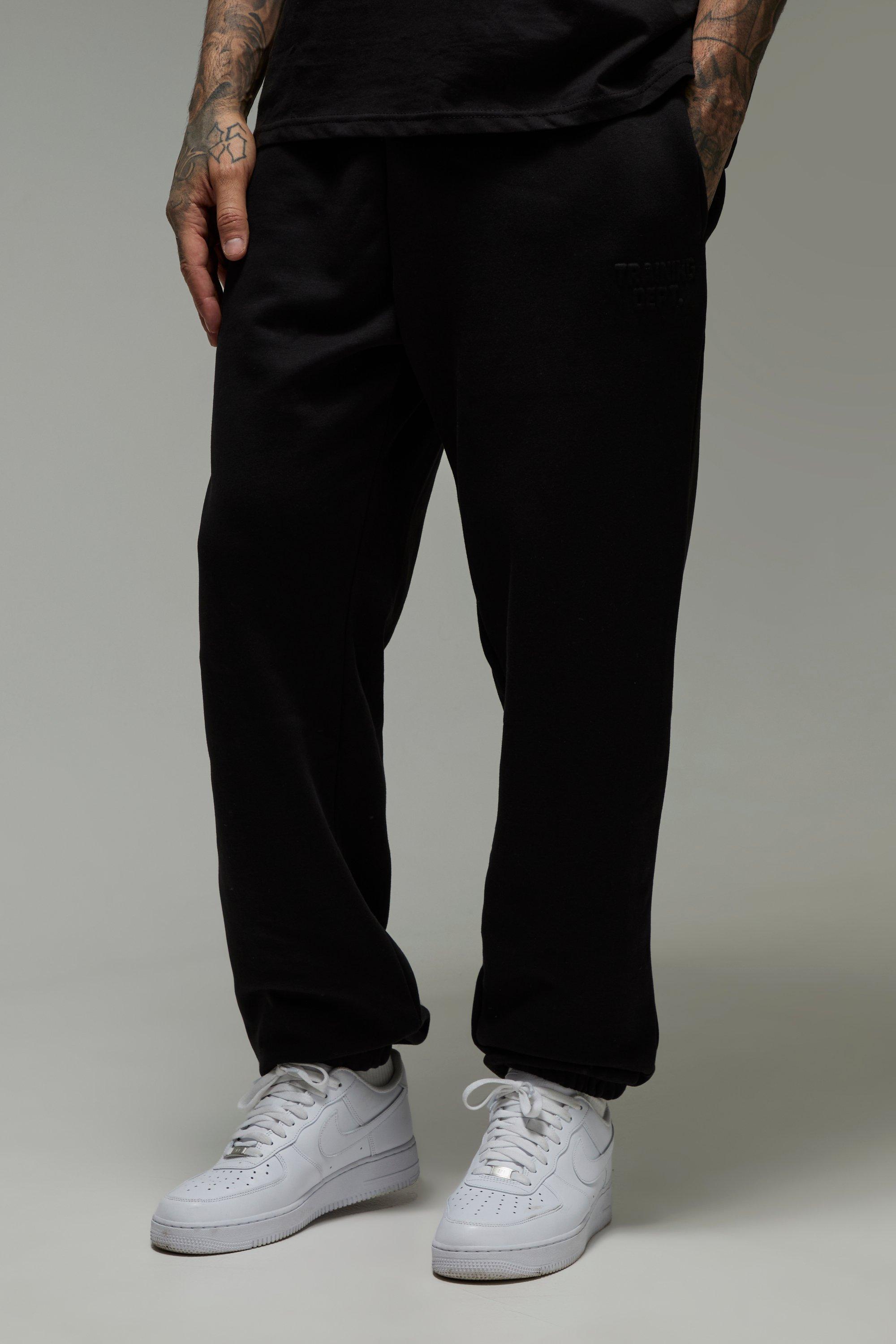 Mens Black Tall Man Active Training Dept Oversized Embossed Jogger, Black