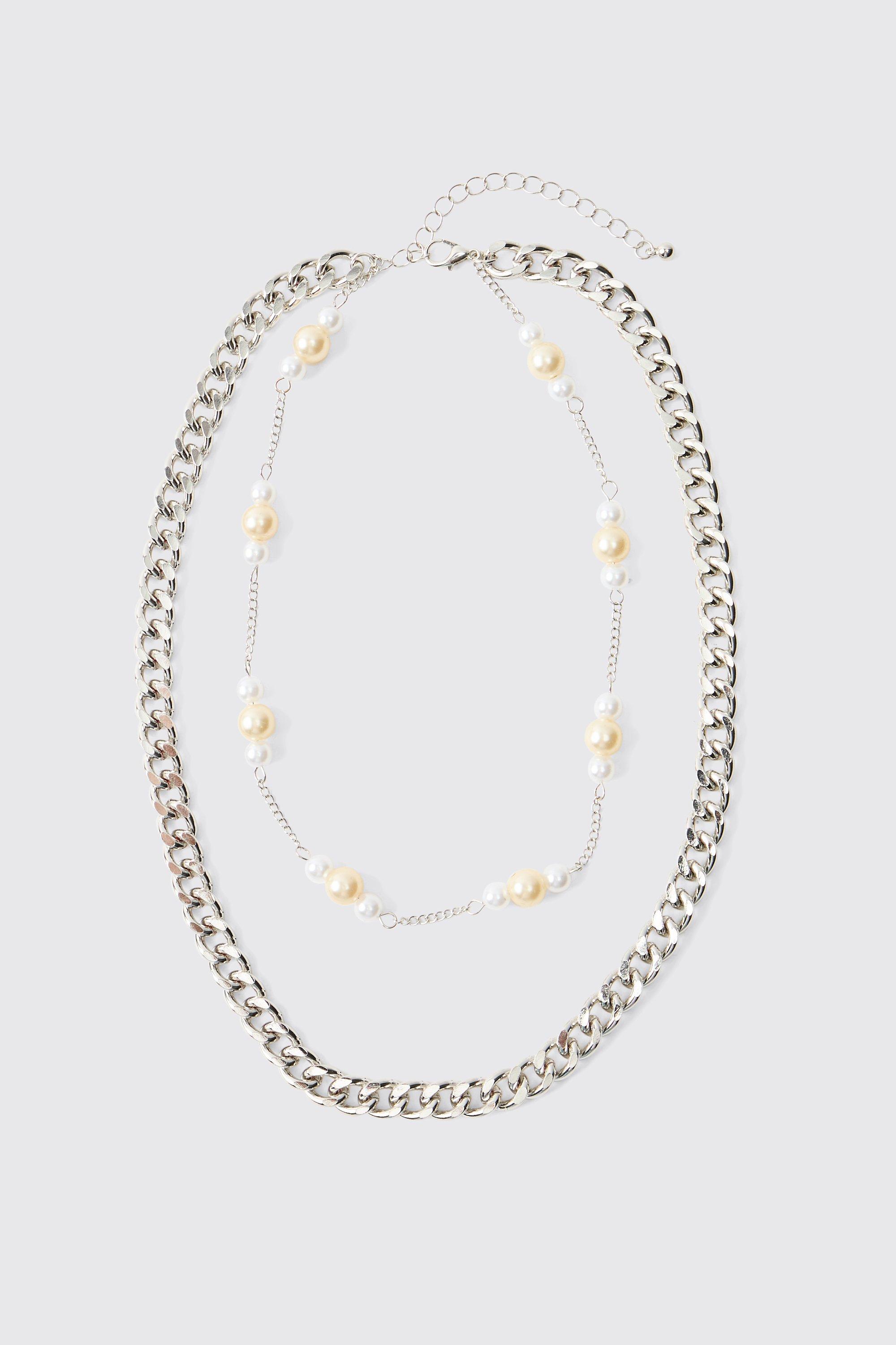 Image of Collana a catena con pendente di perle e sole, Grigio