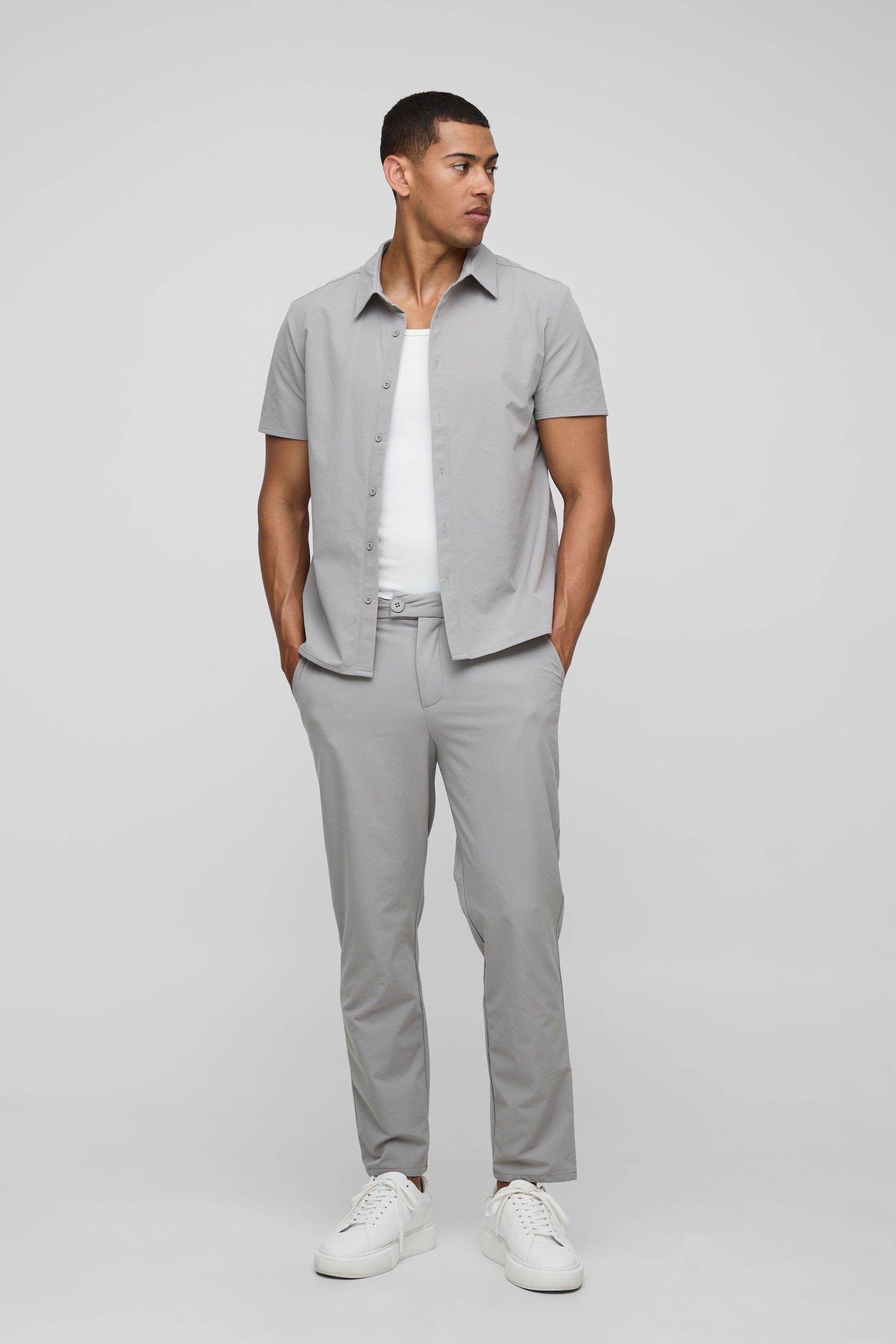 Image of Set camicia Regular Fit in Stretch tecnico & pantaloni affusolati, Grigio
