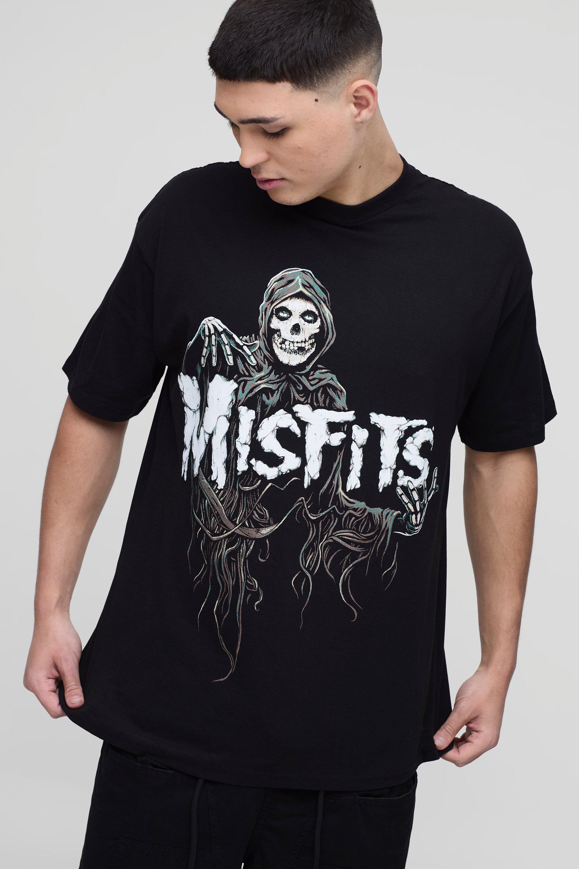 Oversized Misfits Band License Printed T-Shirt