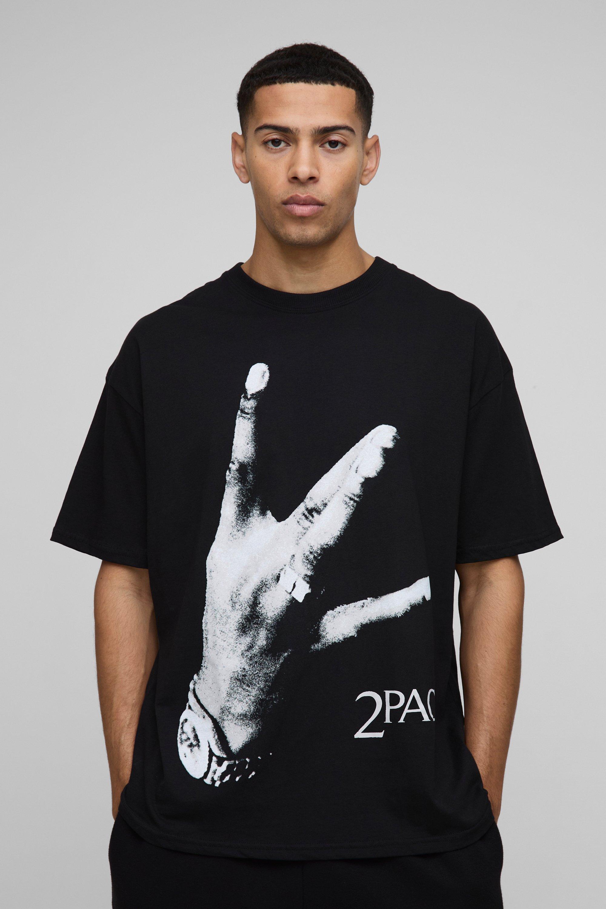boohoo OVERSIZED TUPAC LICENSE プリント スウェットシャツ 黒 Tall Oversized Tupac License Print Sweatshirt | boohooMAN USA