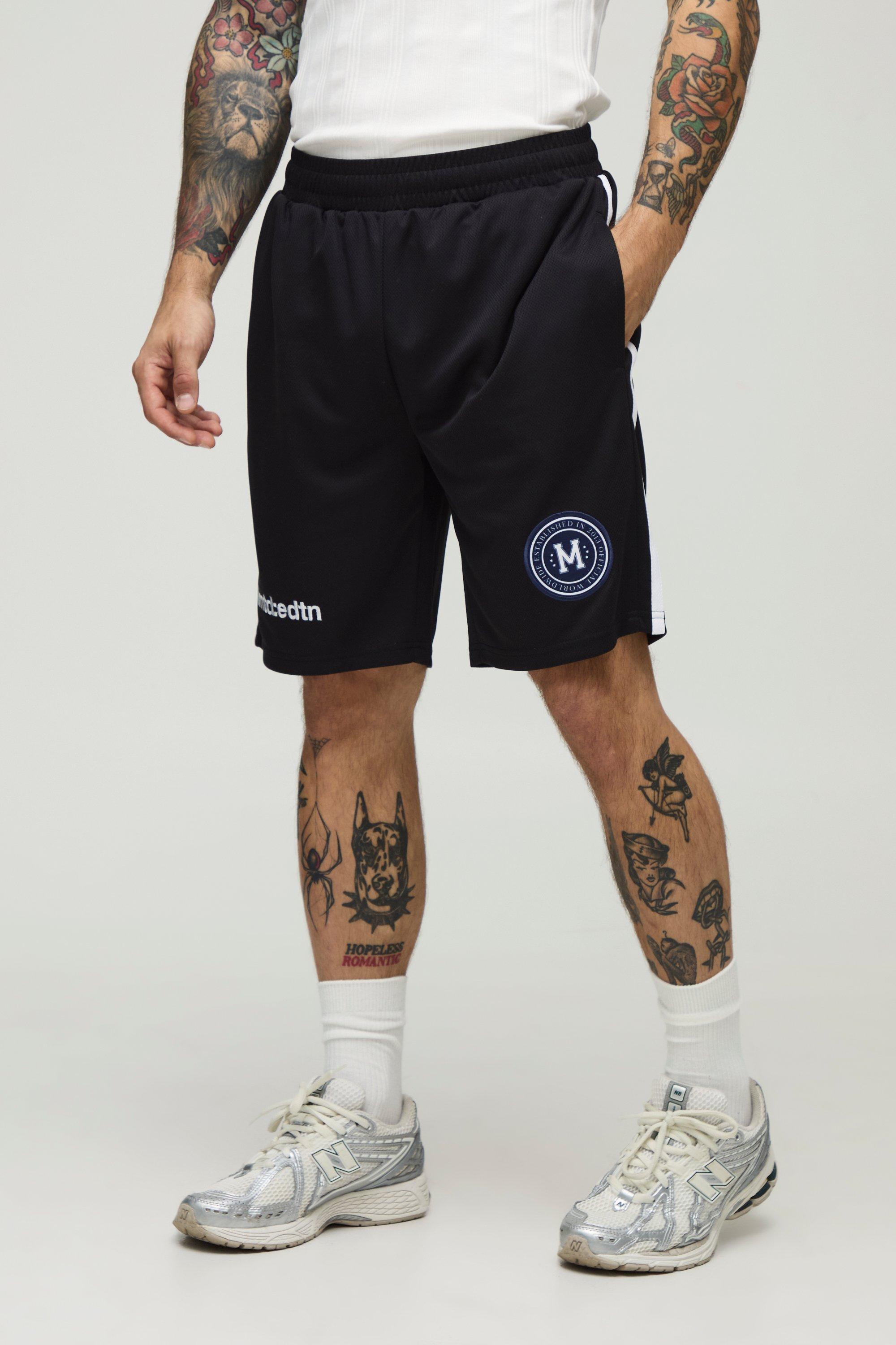 Relaxed Mid Length Embroidered Sports Shorts