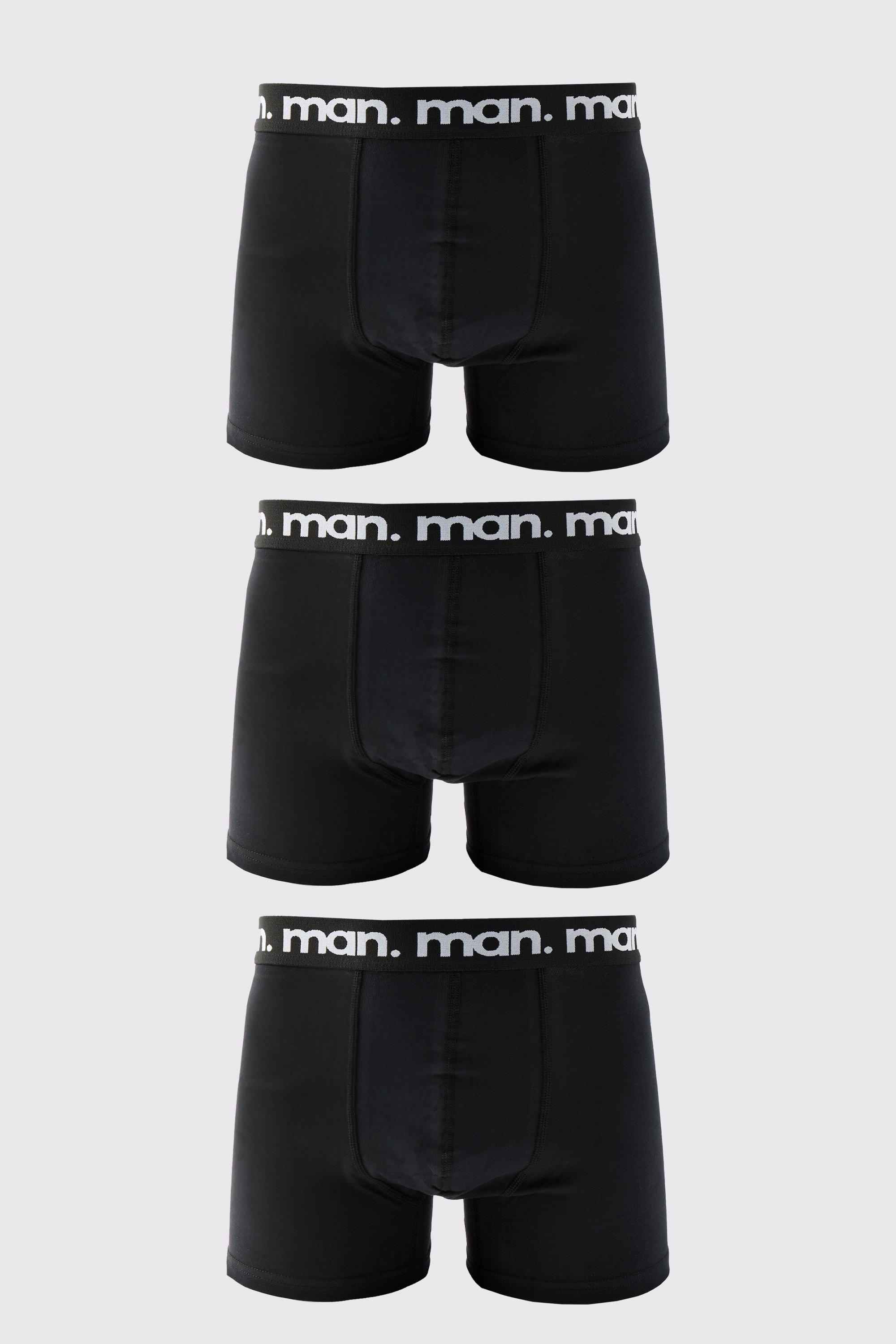 Mens Black 3 Pack Man Boxers, Black