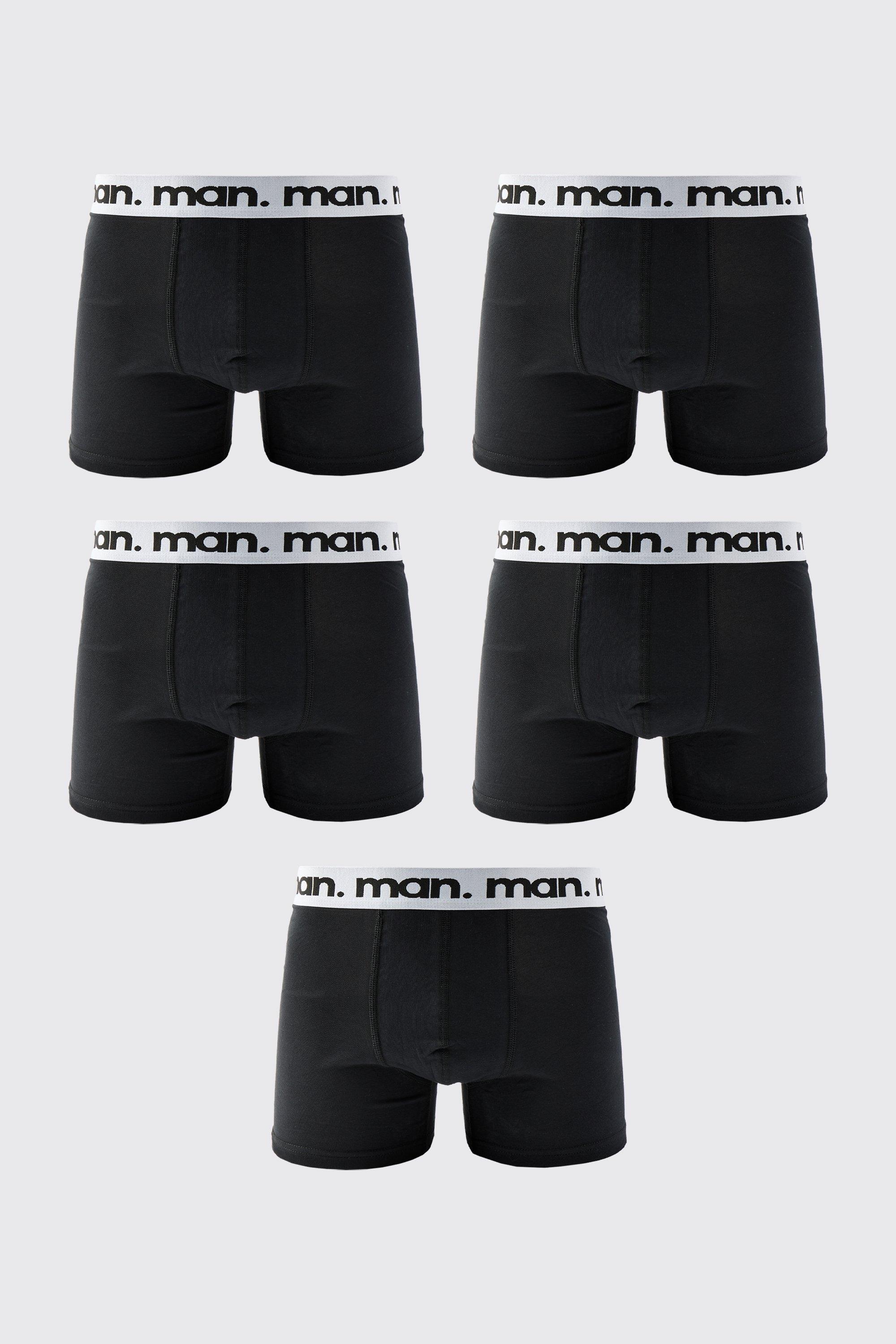 Mens Black 5 Pack Man Boxers, Black