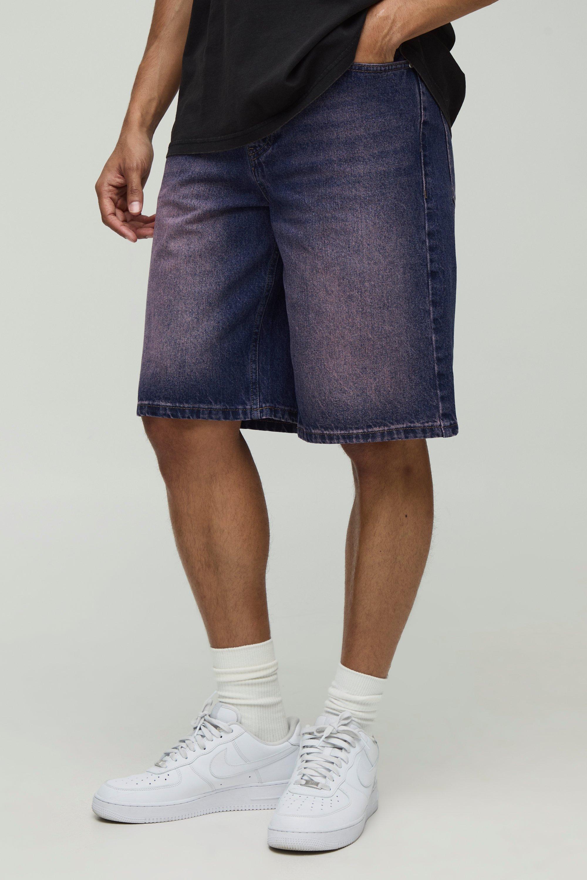 Mens Regular Fit Pink Tinted Denim Jorts, Pink