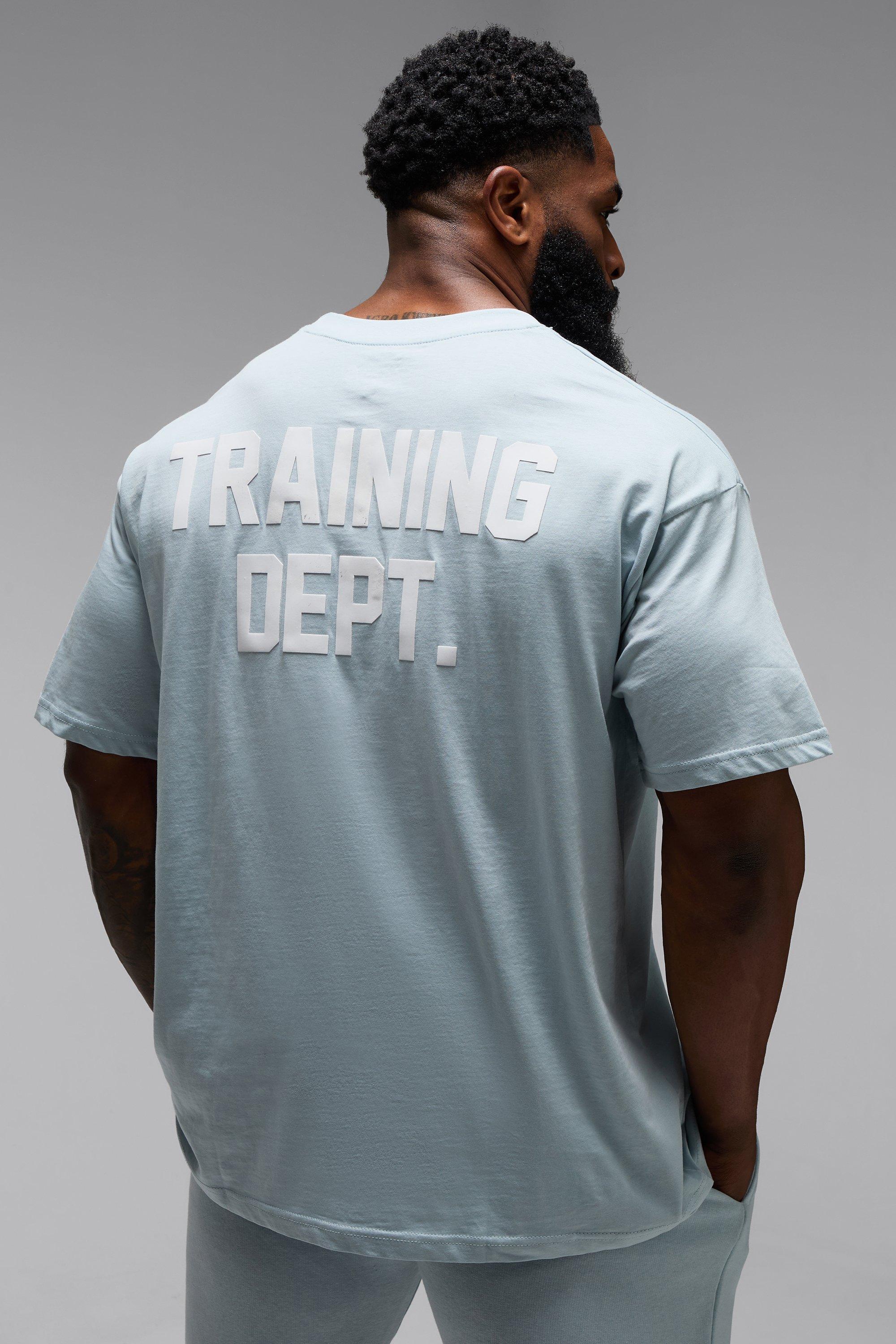 Mens Blue Man Active Training Dept Oversized T-shirt, Blue