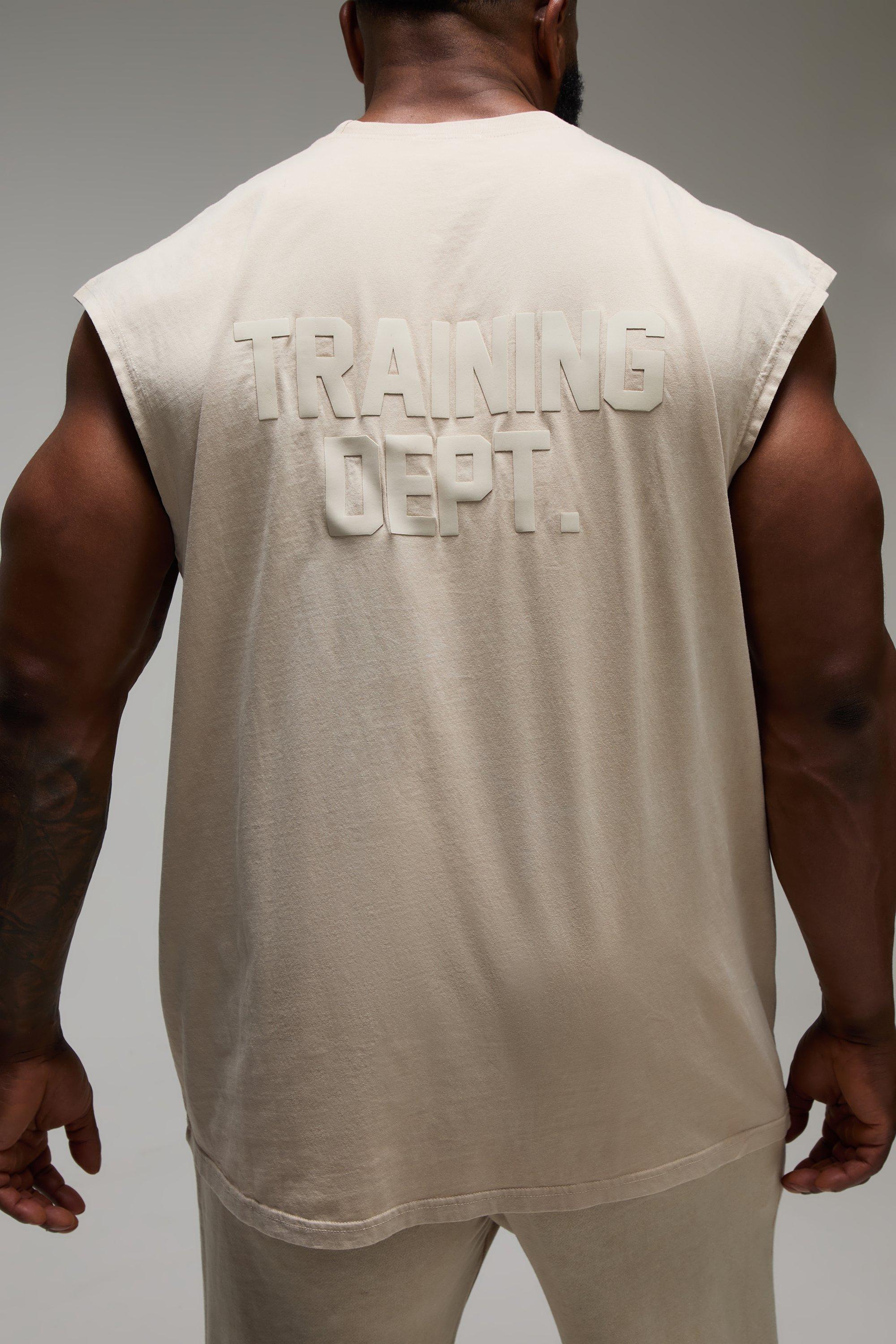 Mens Beige Man Active Training Dept Washed Oversized vest, Beige