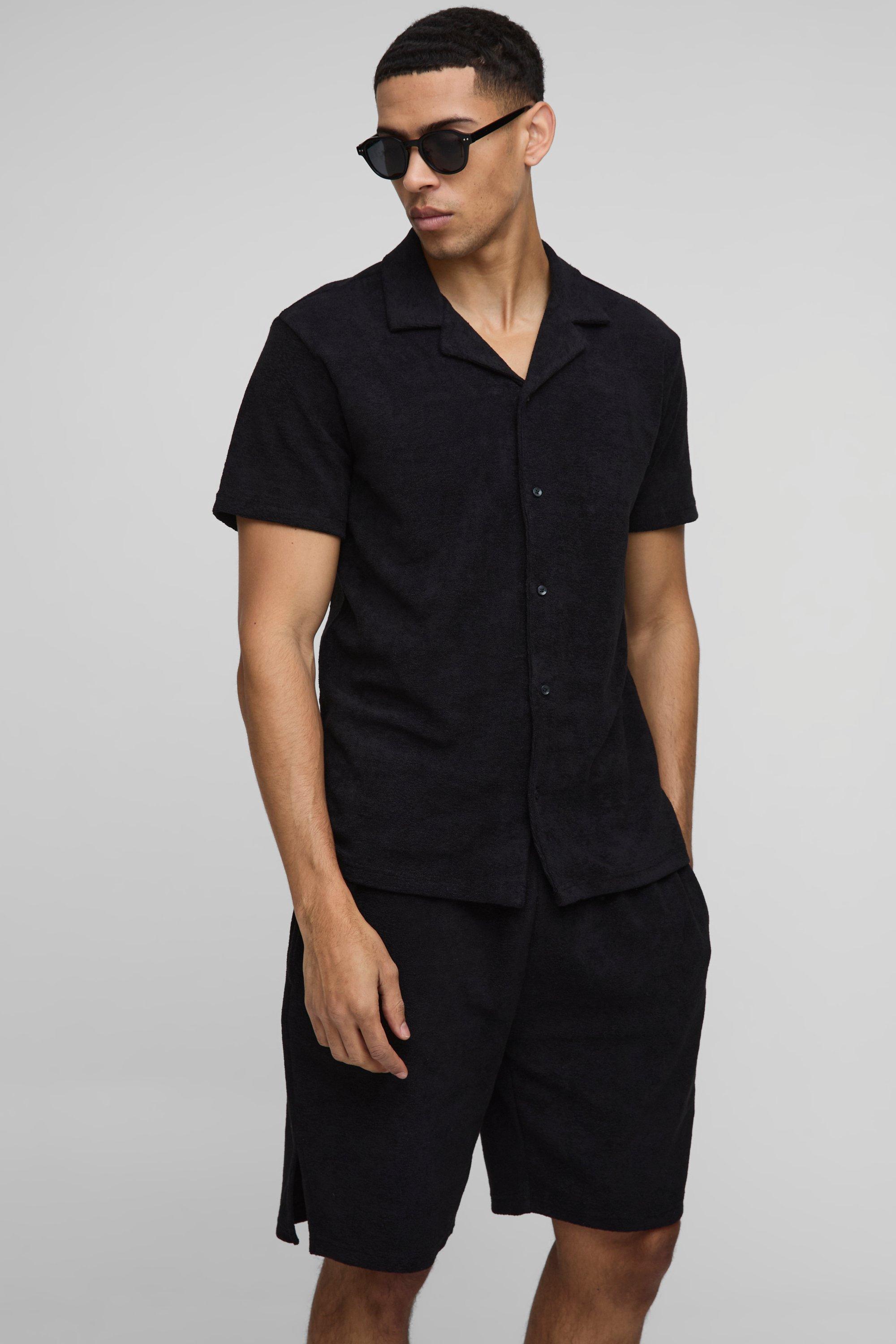 Regular Fit Towelling Shirt & Loose Short Set