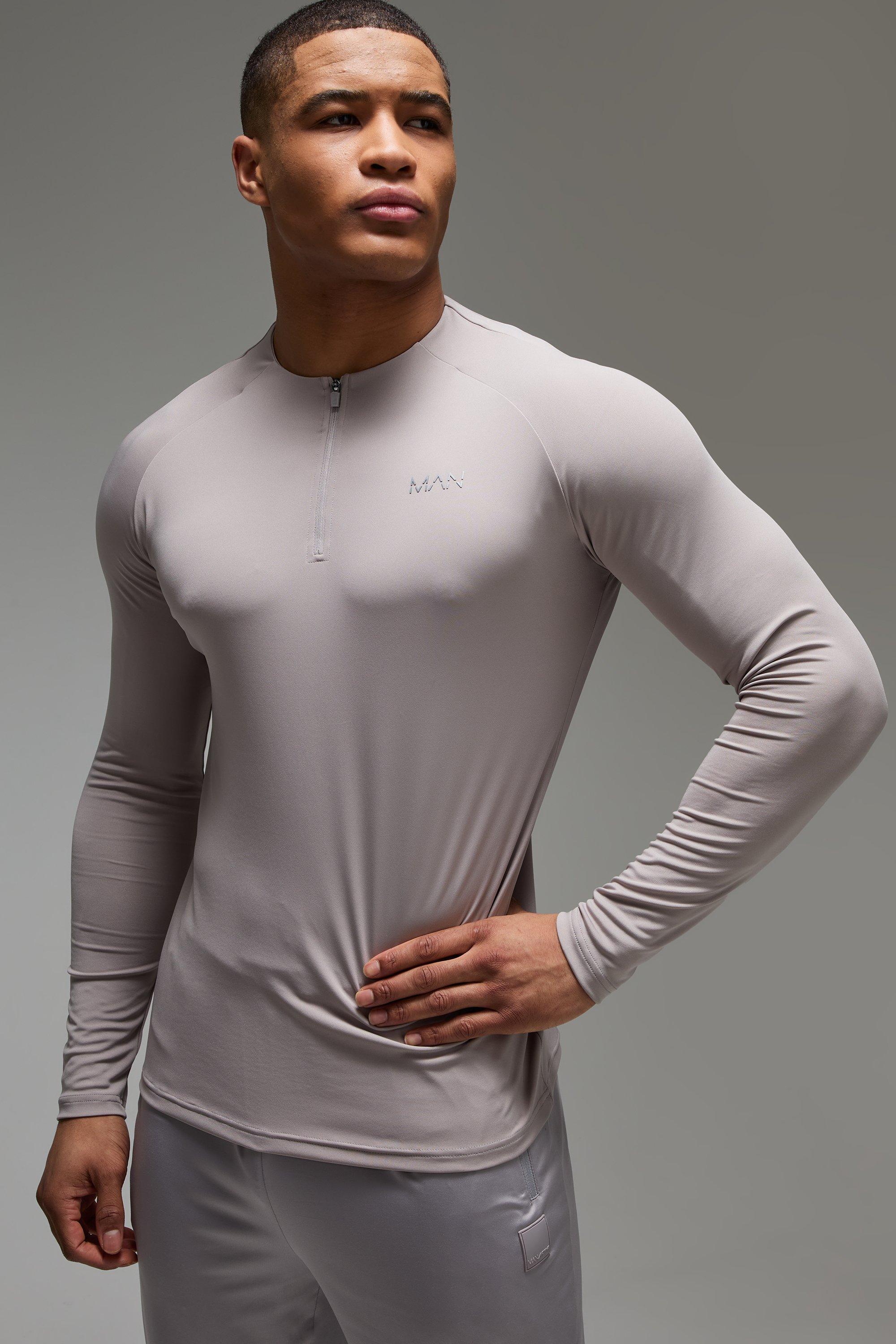 Image of Girocollo Man Active Skinny Fit con zip corta, Grigio