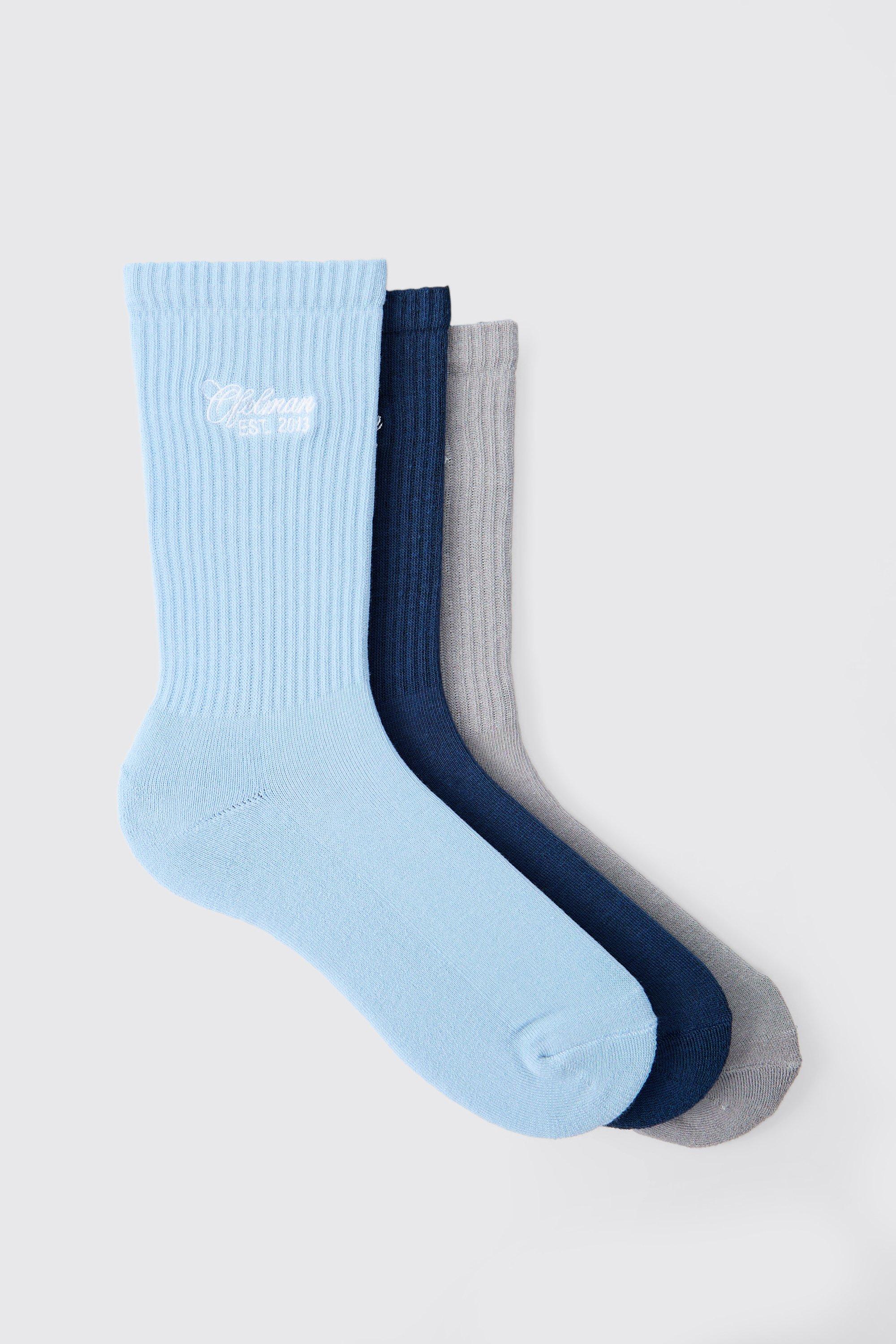 Mens Multi 3 Pack Ofcl MAN Embroidered Sport Socks, Multi