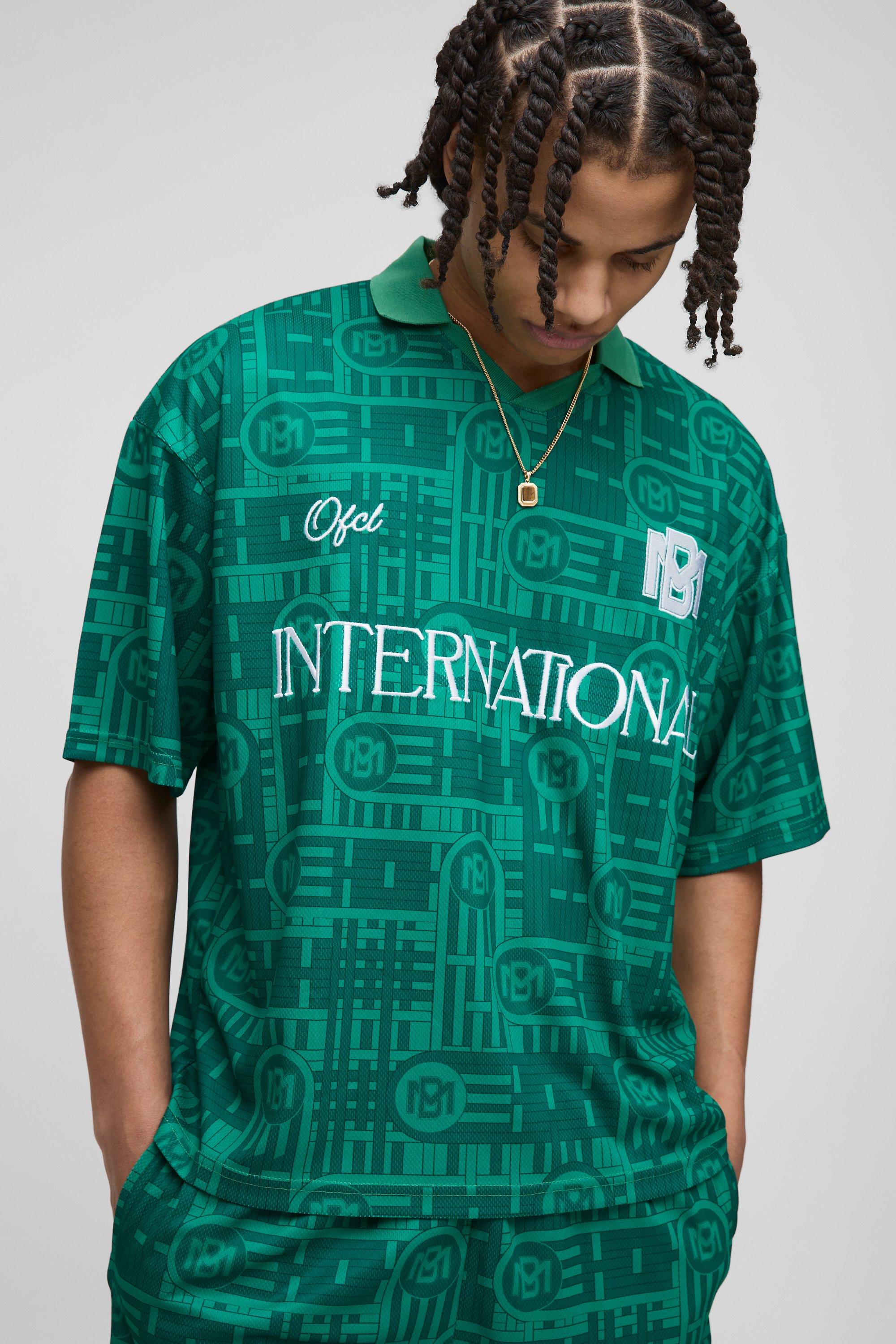 Oversized Boxy Mesh Embroidered V Neck Polo