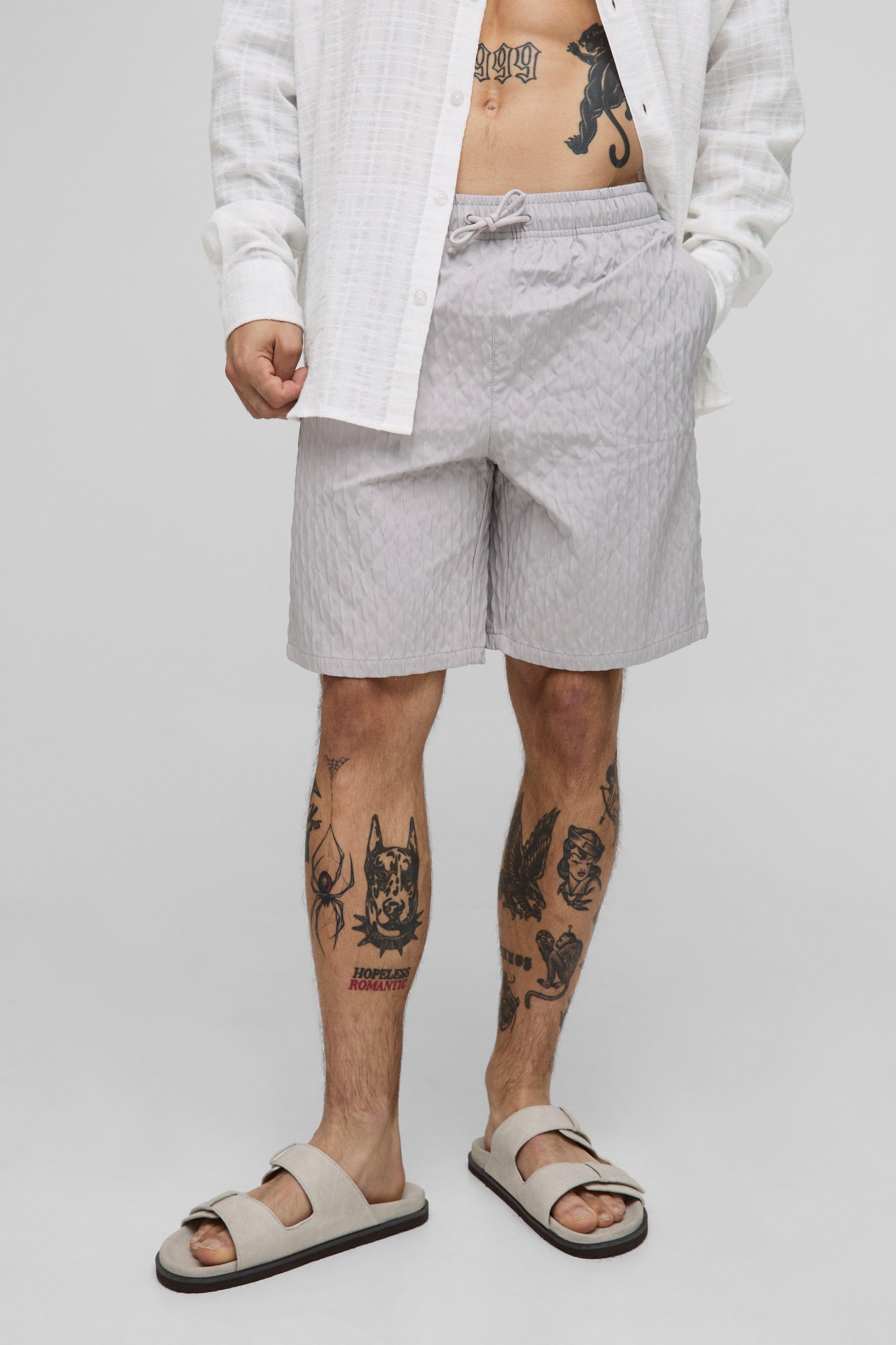 Image of Costume a pantaloncino lungo con trama, Grigio