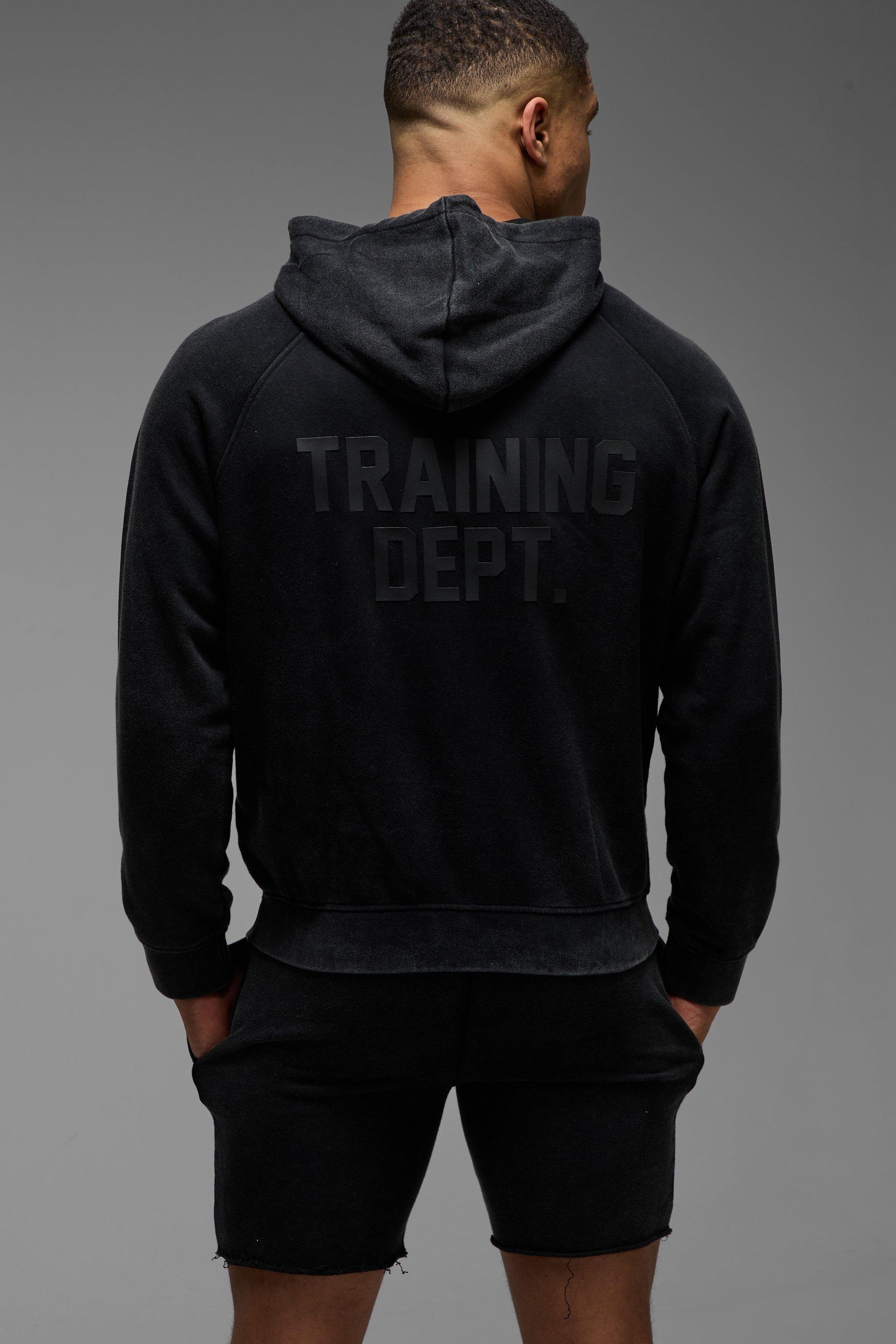 Image of Tuta sportiva corta oversize slavata Man Active Training Dept, Nero