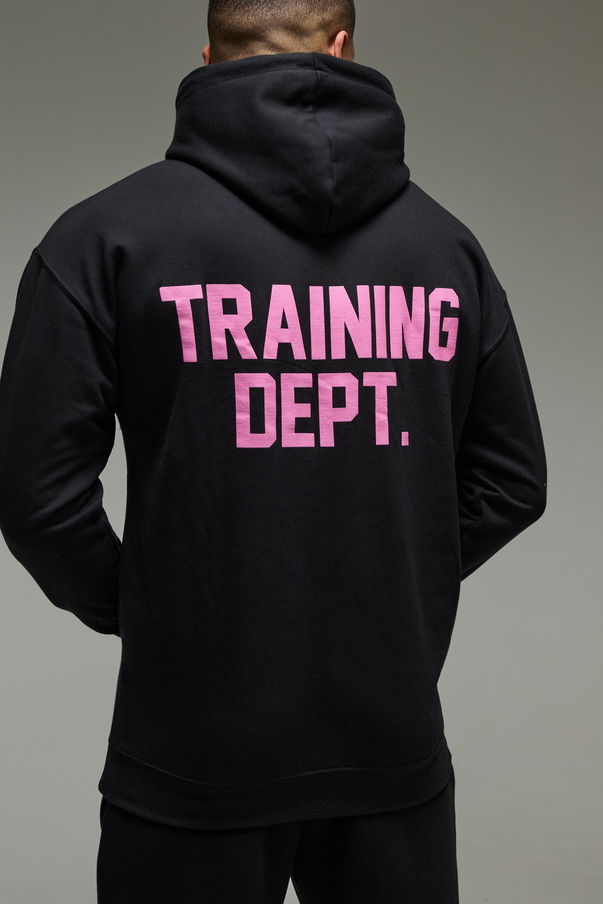 Mens Black Man Active Training Dept Oversized Hoodie, Black