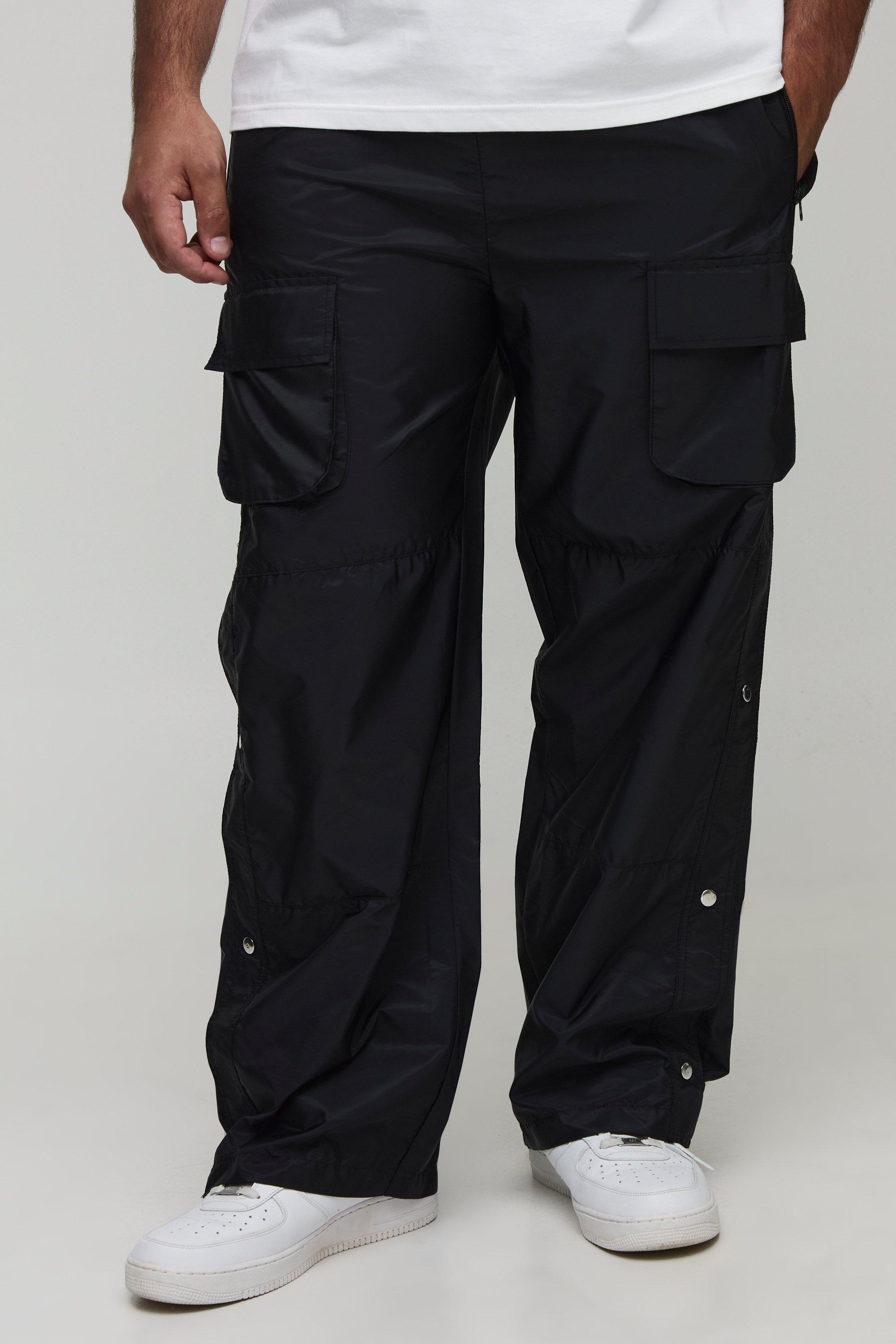 Mens Grey Plus Elasticated Waist Relaxed Cargo Trousers, Grey