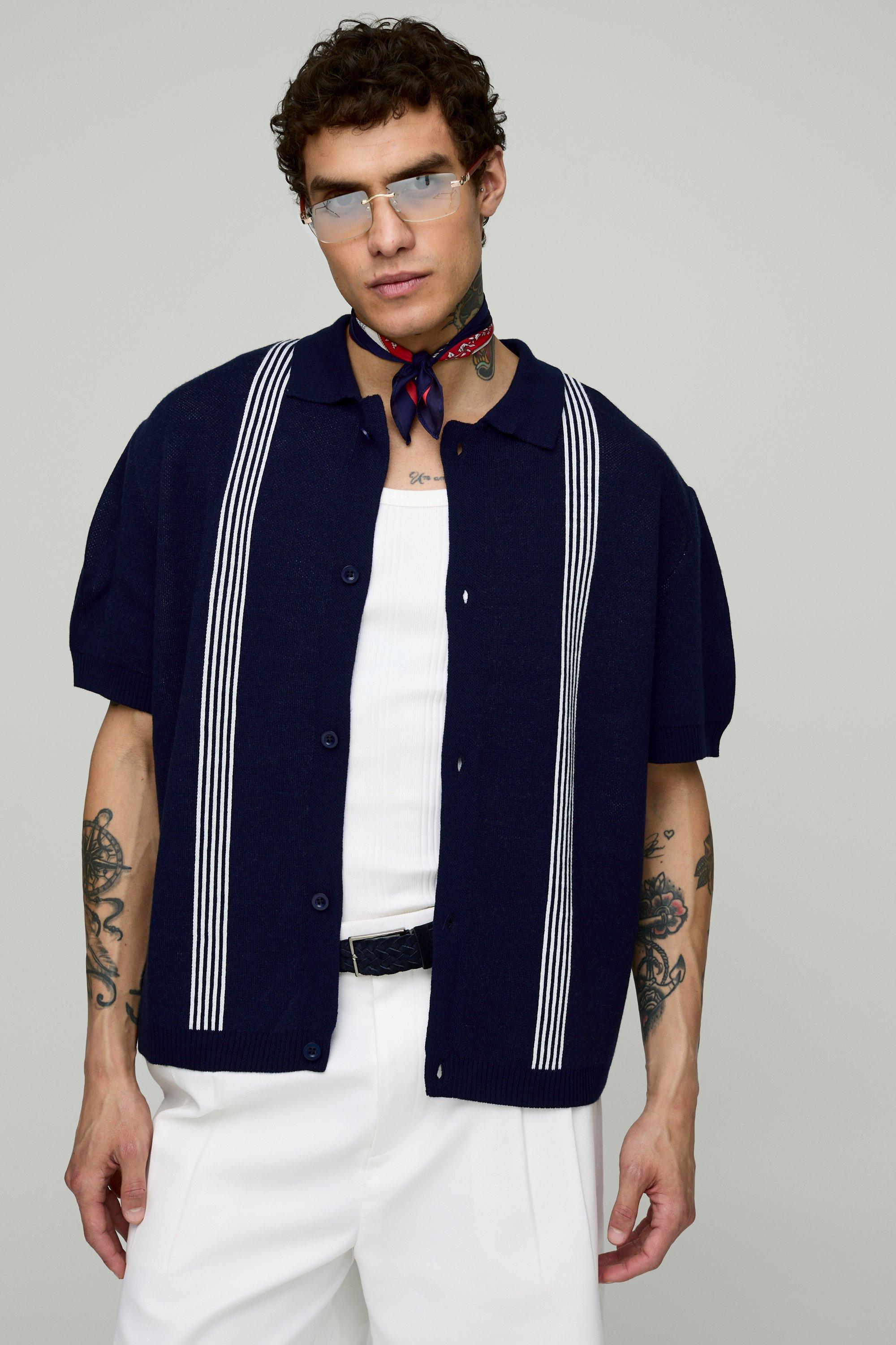 Boxy Knitted Stripe Shirt