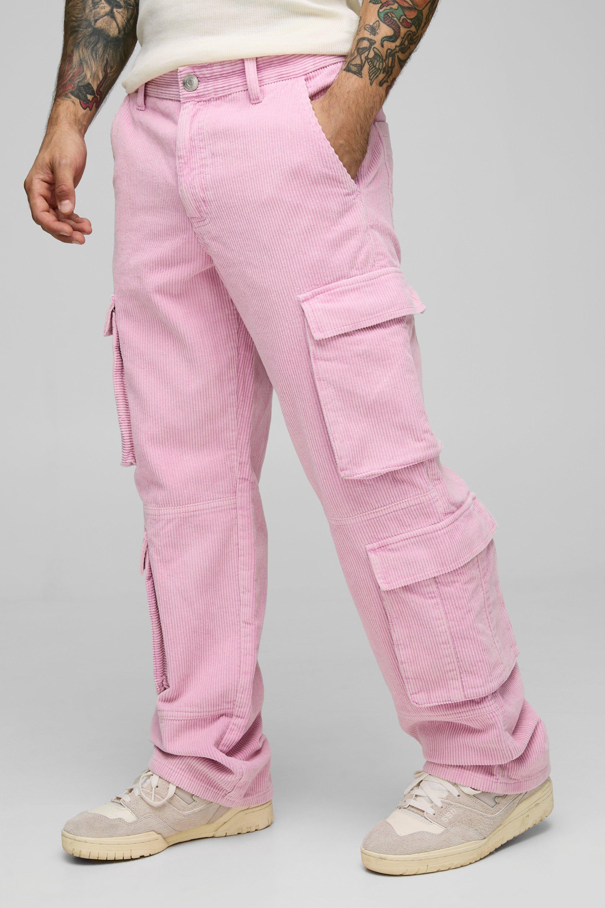 Relaxed Acid Wash Corduroy Multi Pocket Cargo Trousers