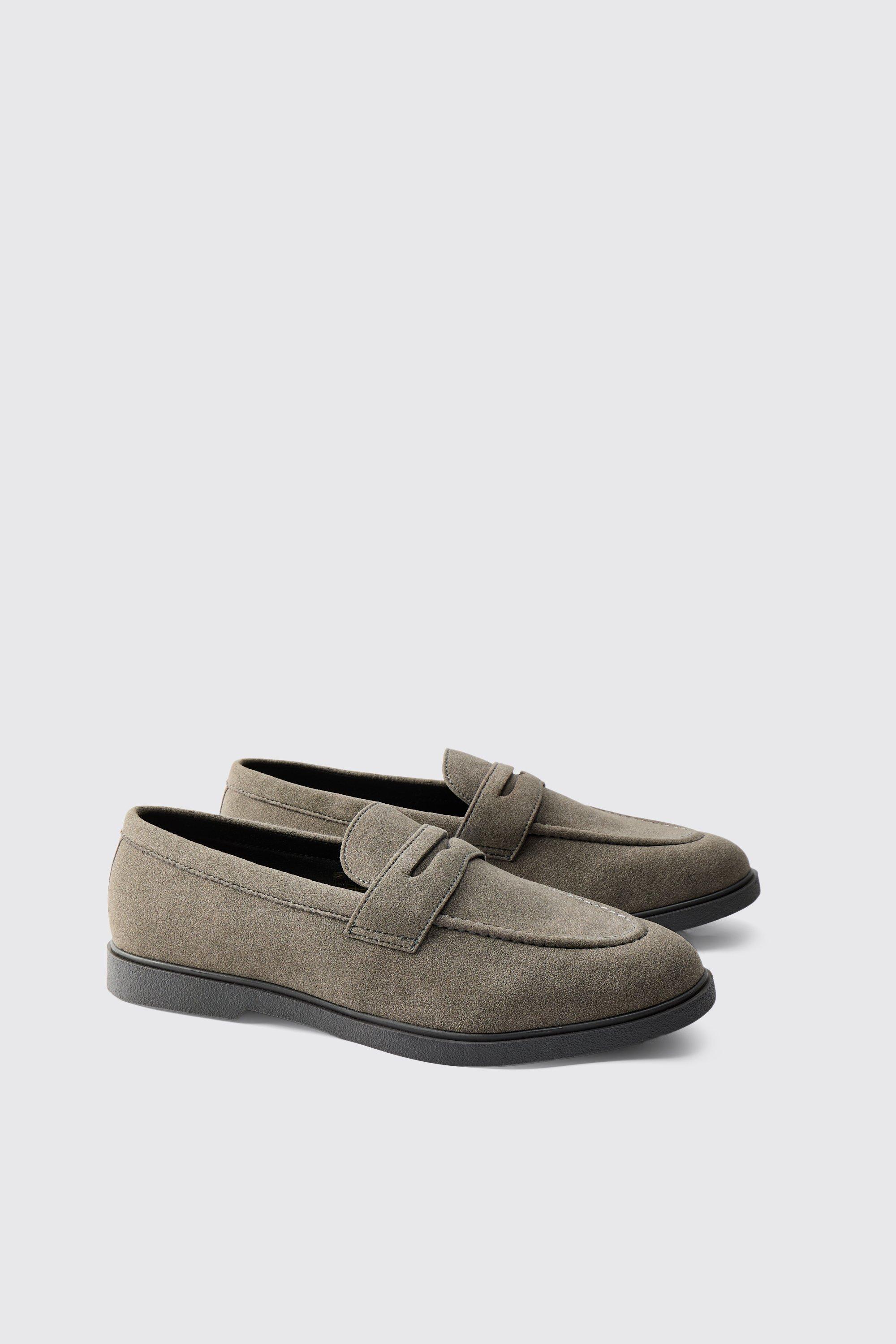 Boohoo Nep Suède Loafers, Grey