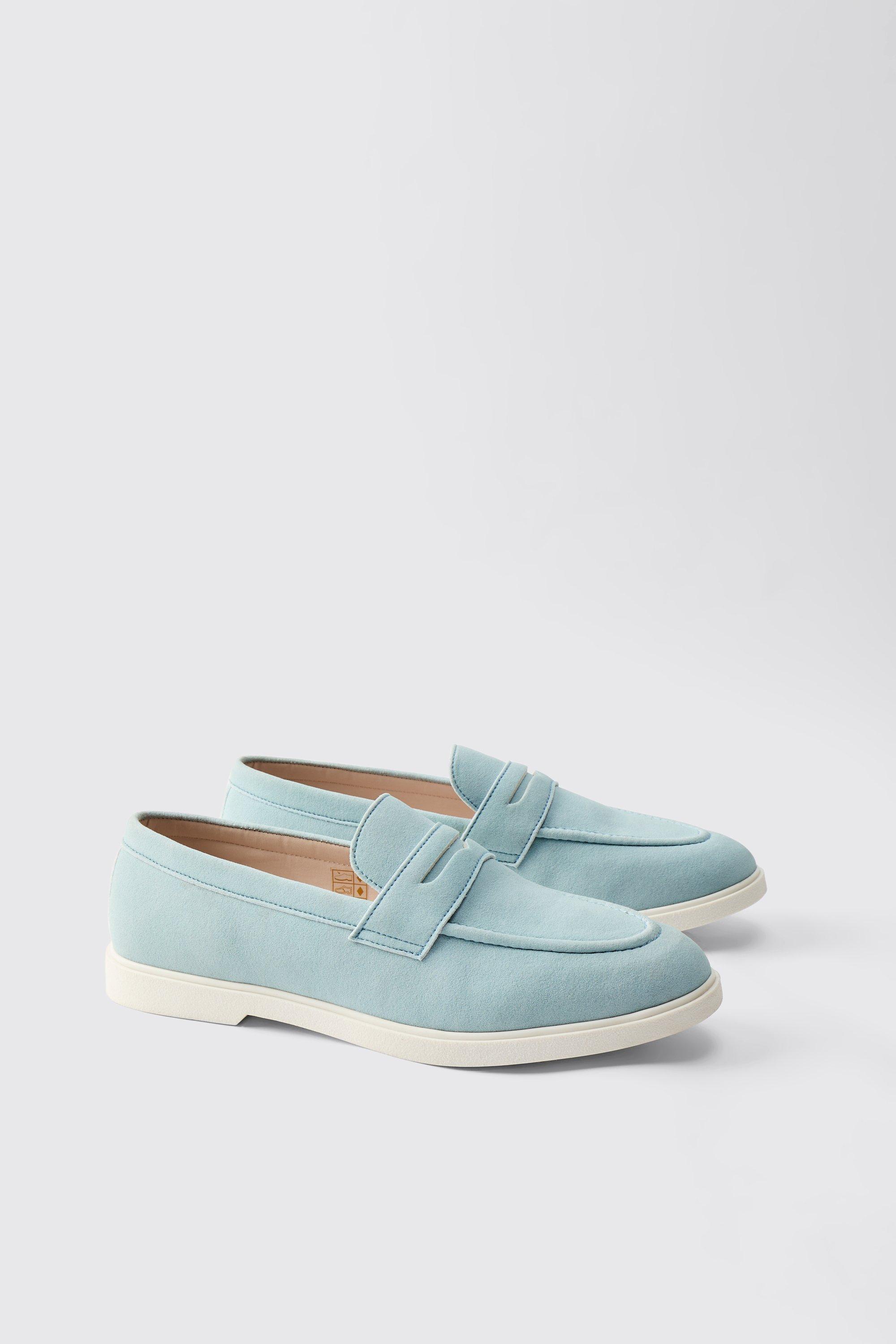 Boohoo Nep Suède Loafers, Light Blue