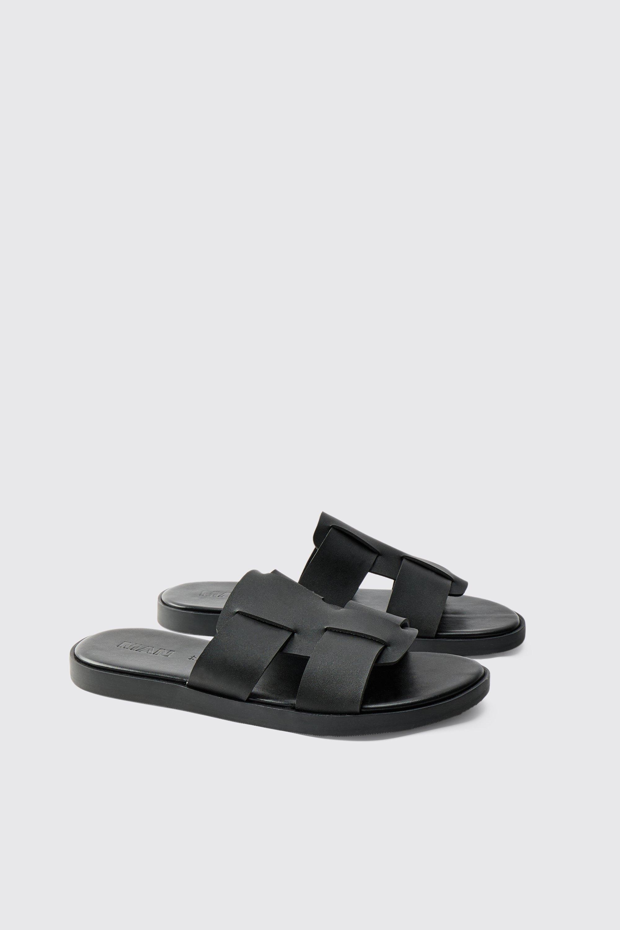 Boohoo Geweven Nepleren Sandalen, Black