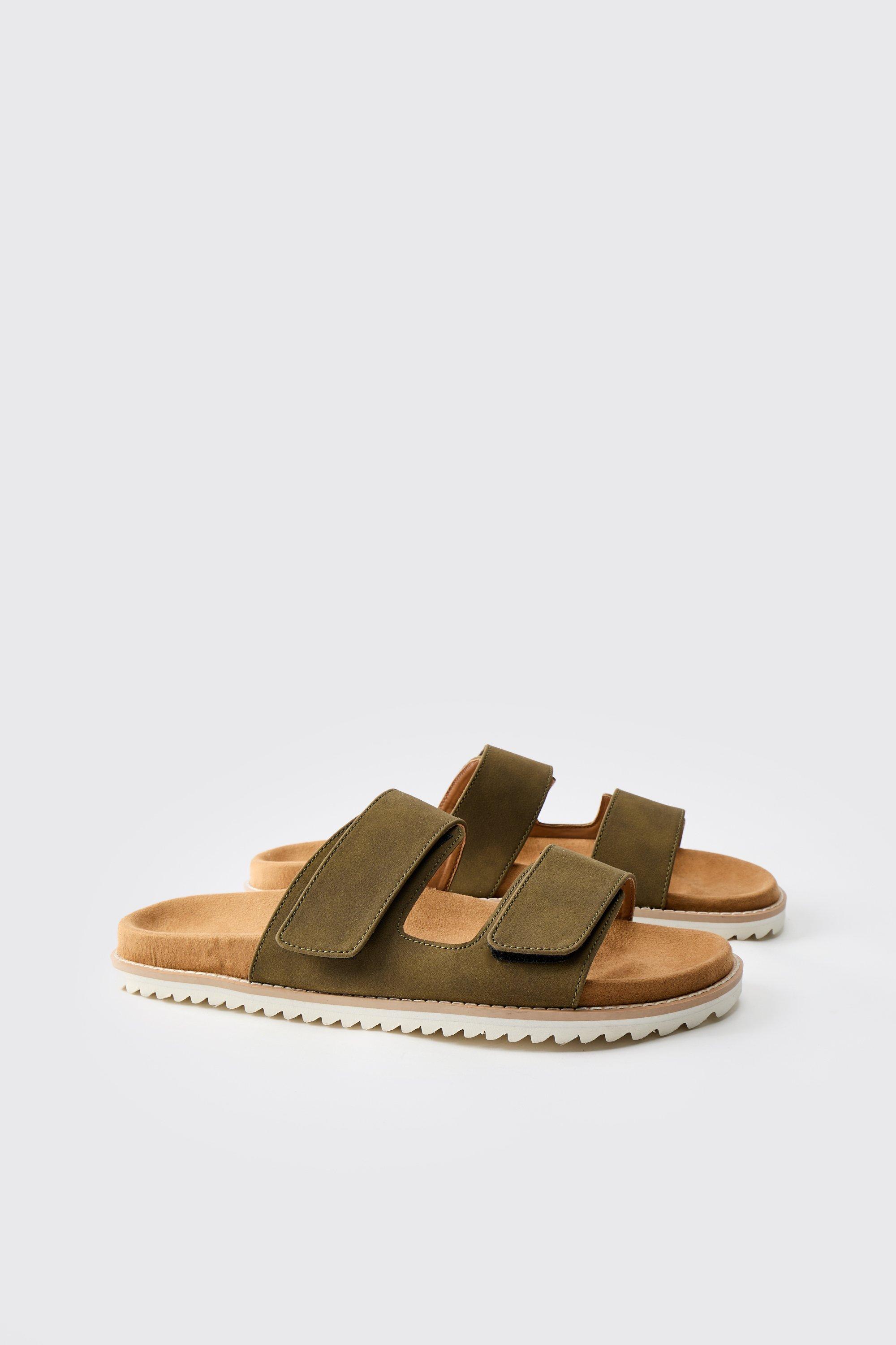 Boohoo Nep Suède Sandalen Met Dubbele Bandjes En Skater Zolen, Olive
