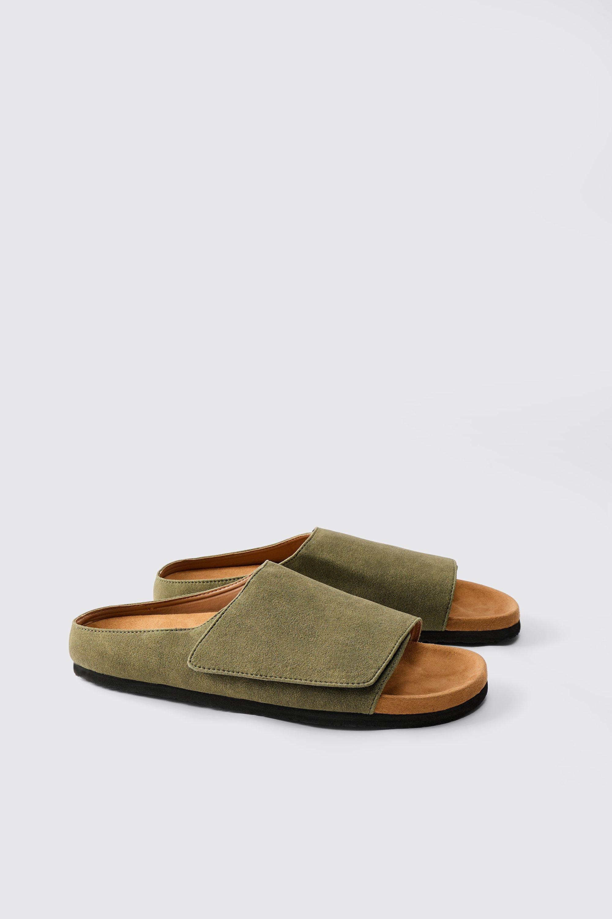 Boohoo Nep Suède Sandalen, Olive