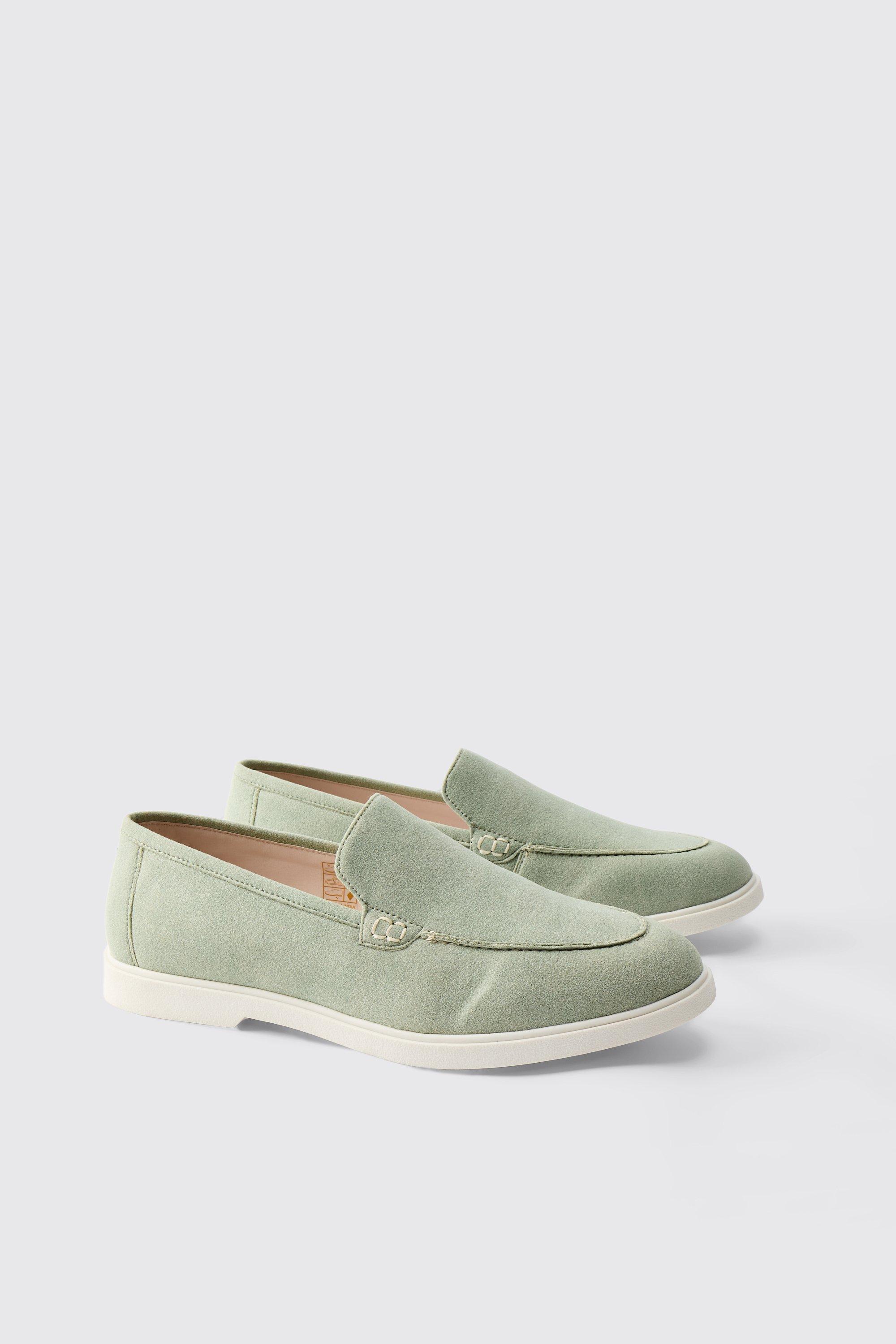 Boohoo Nep Suède Loafers, Sage