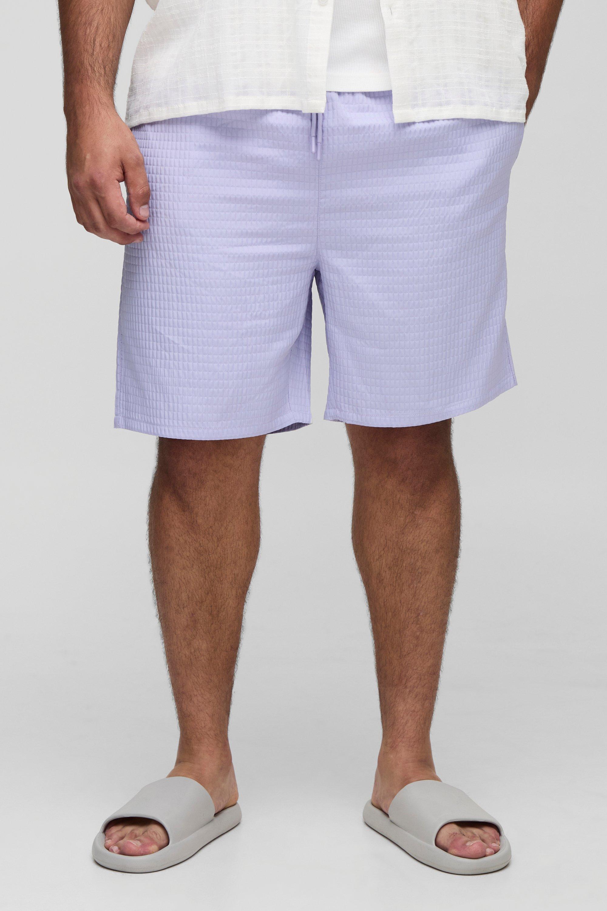 Mens Purple Plus Ripstop Long Length Swim Short, Purple