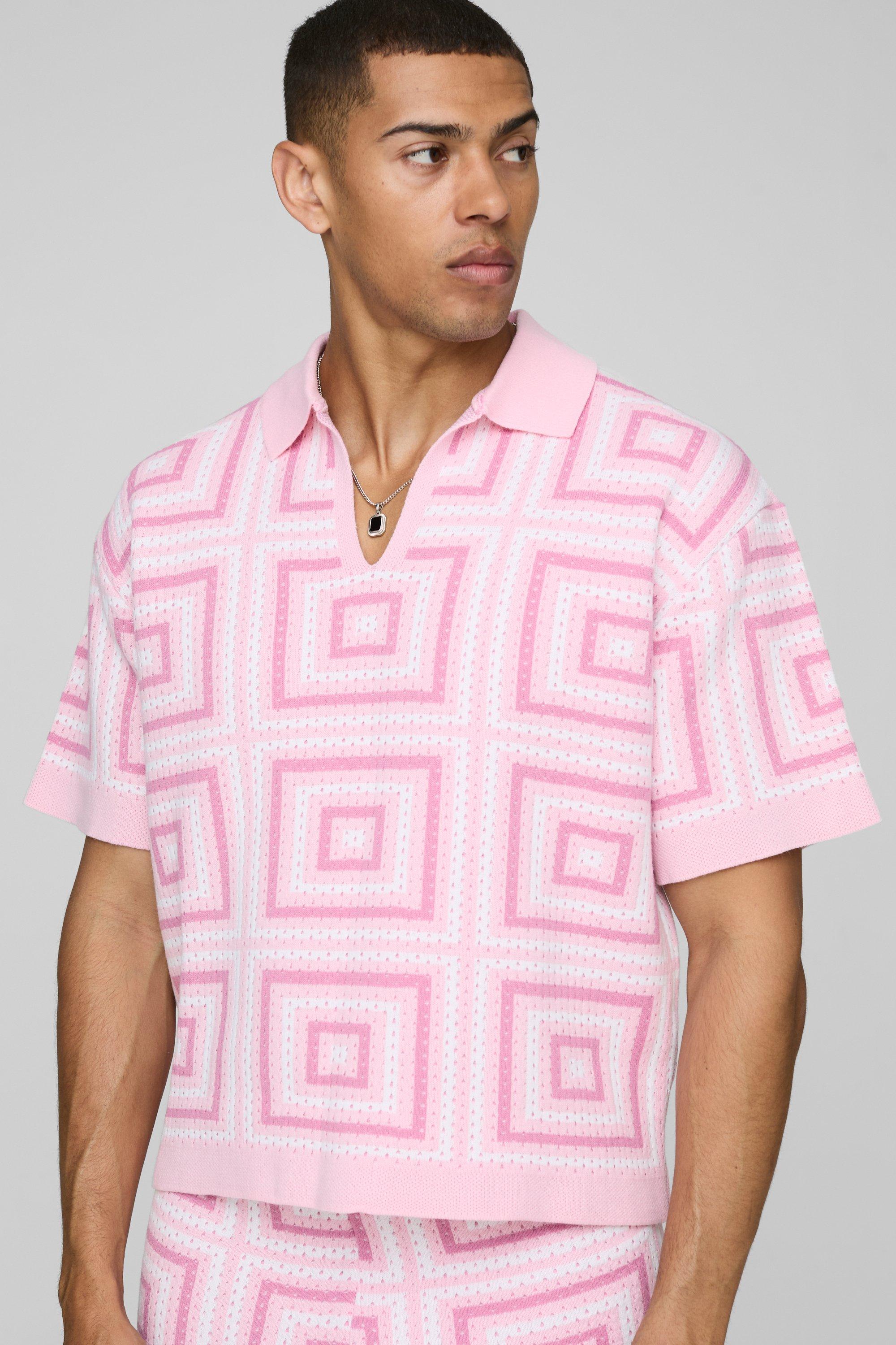 Boxy Fit Crochet Knitted Polo