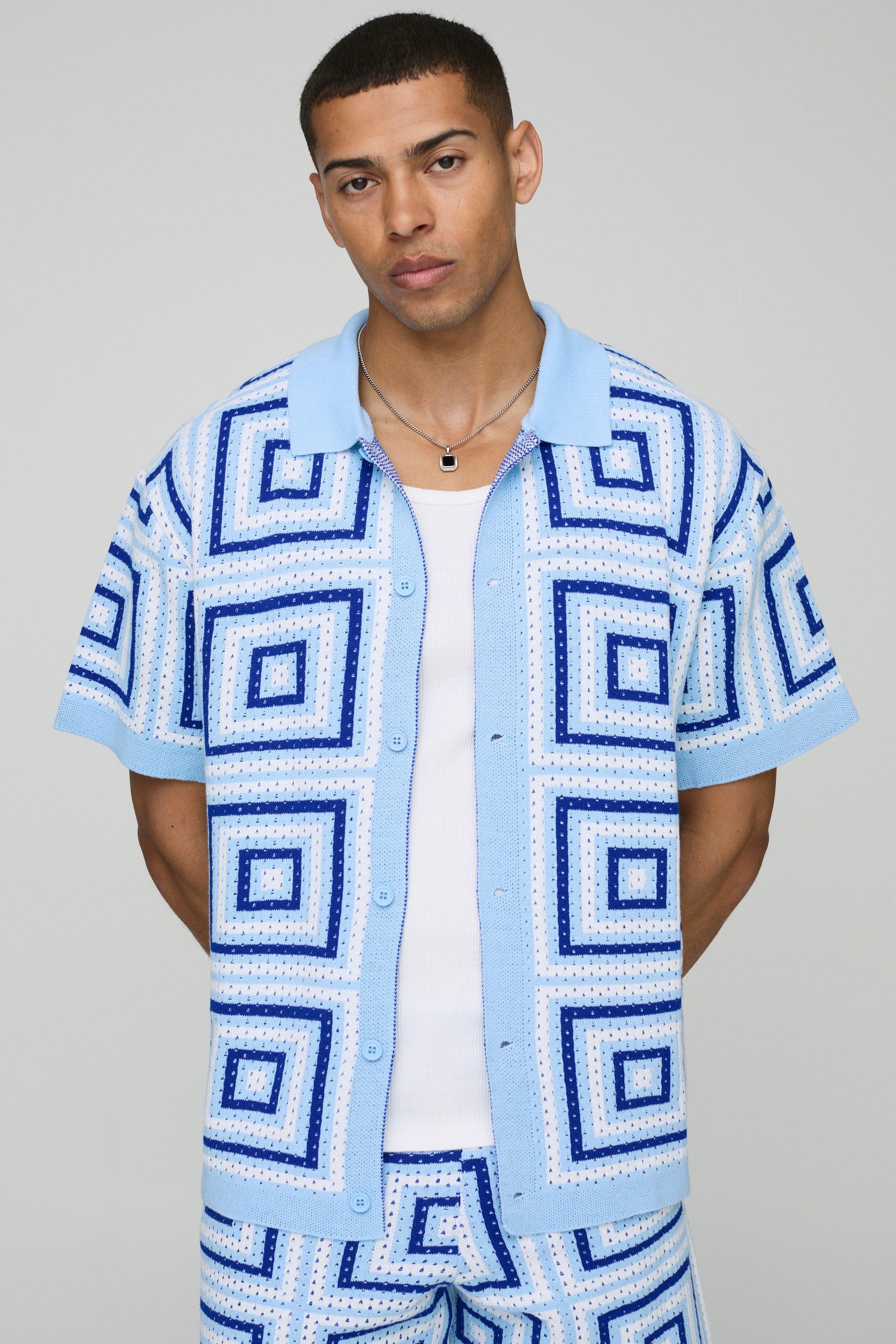 Oversized Boxy Crochet Knitted Shirt