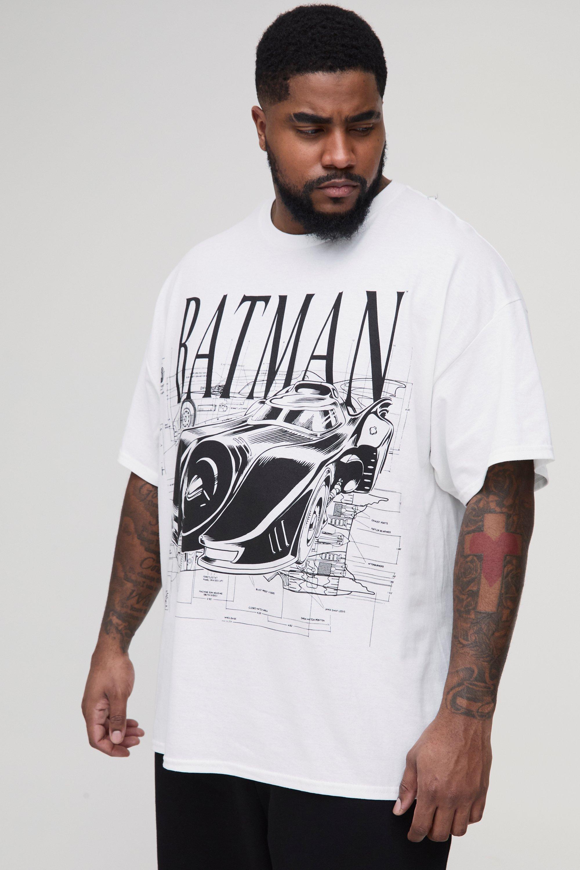 Mens White Plus Batman License Print Regular Fit T-Shirt, White