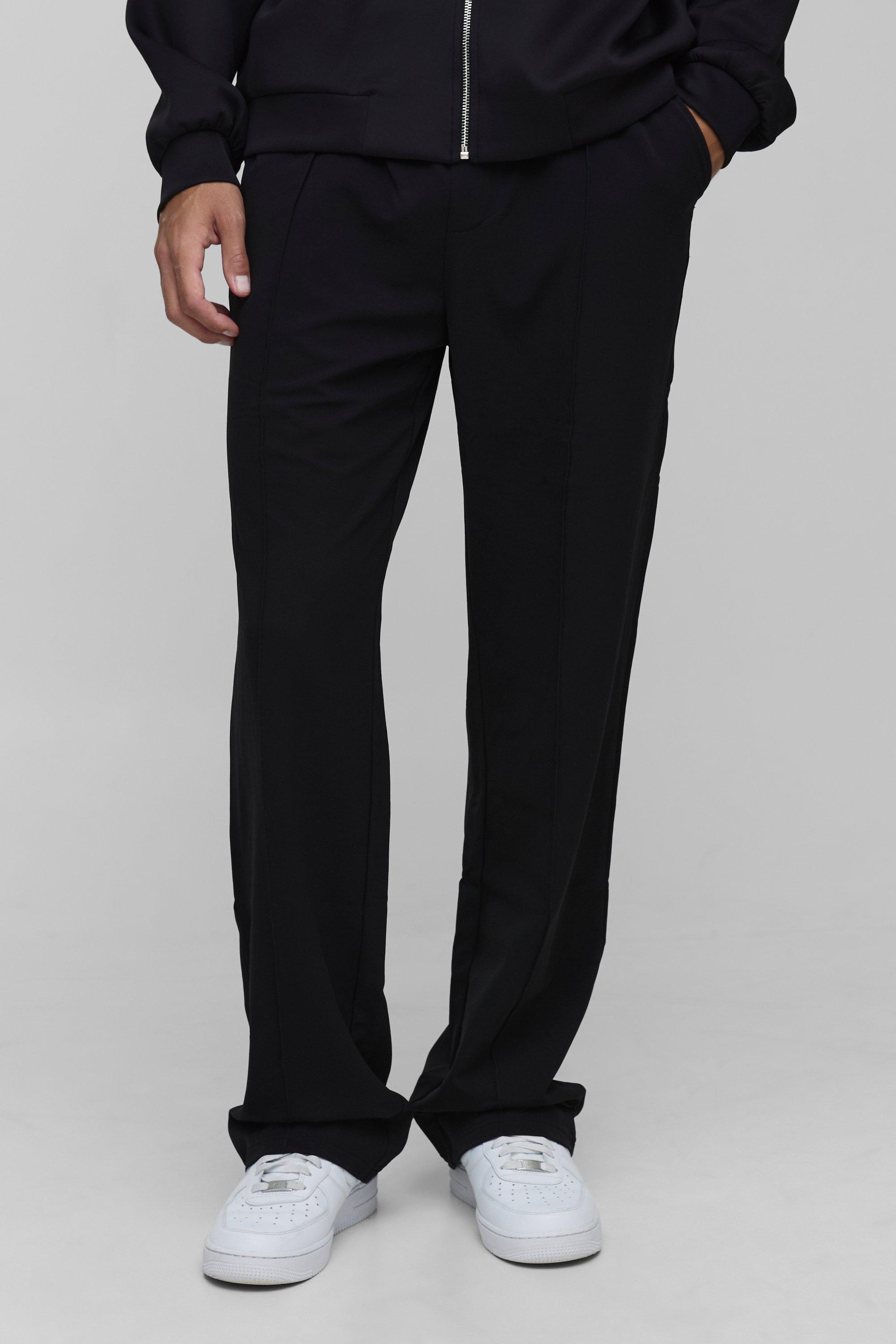 Mens Black Tall Technical Stretch Relaxed Fit Trousers, Black