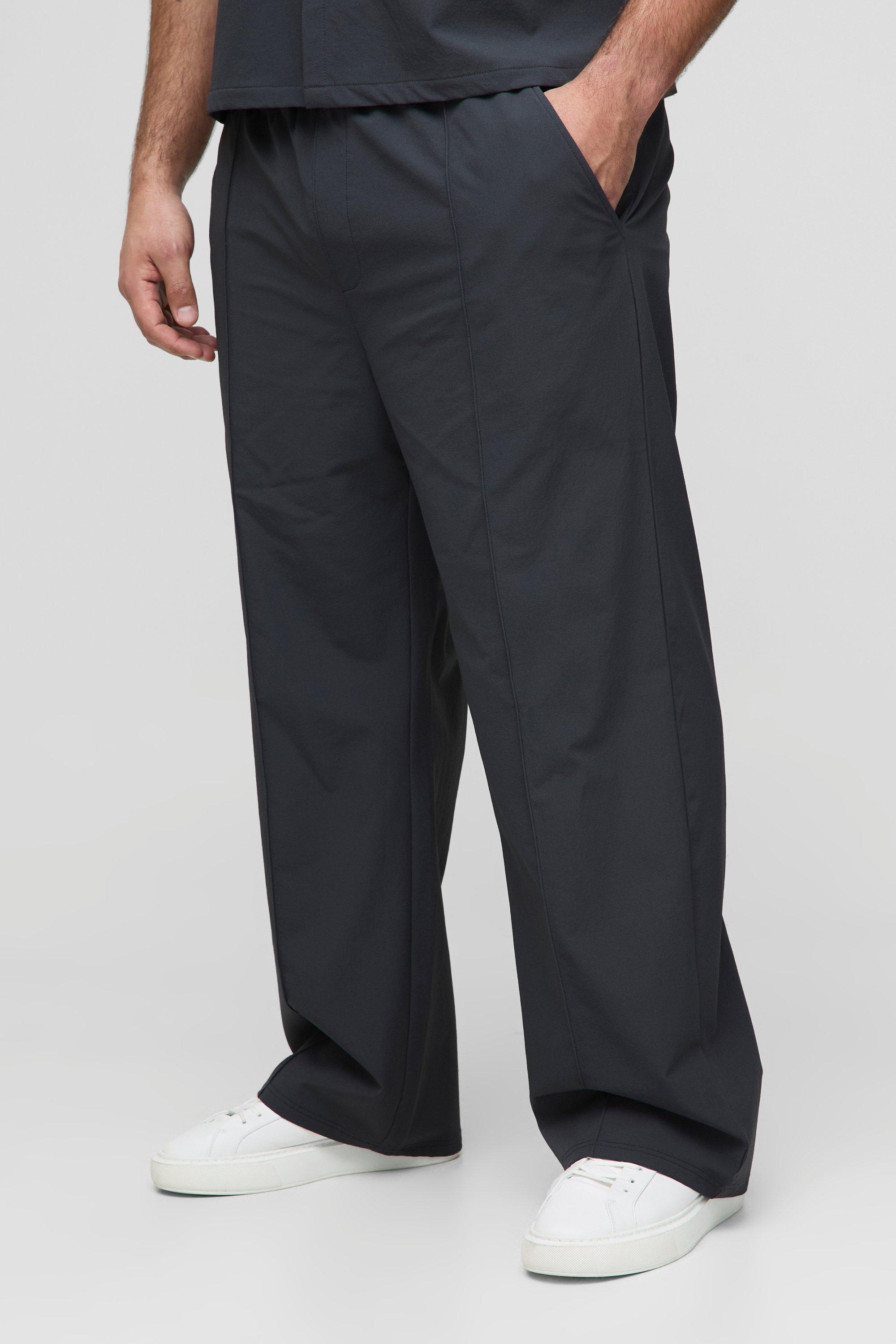 Boohoo Plus Baggy Tech Stretch Broek, Charcoal