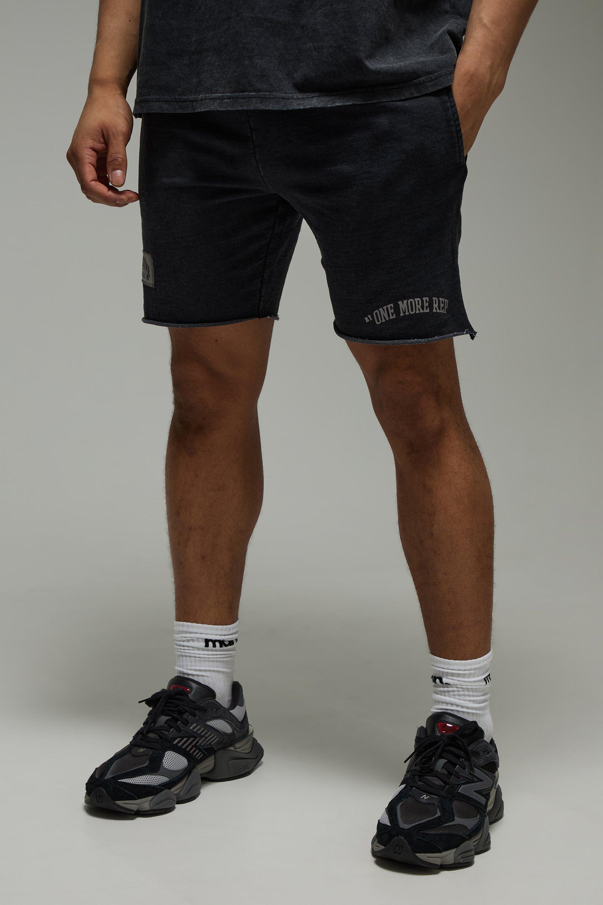 Mens Black Man Active Washed One More Rep Regular Fit 5inch Shorts, Black