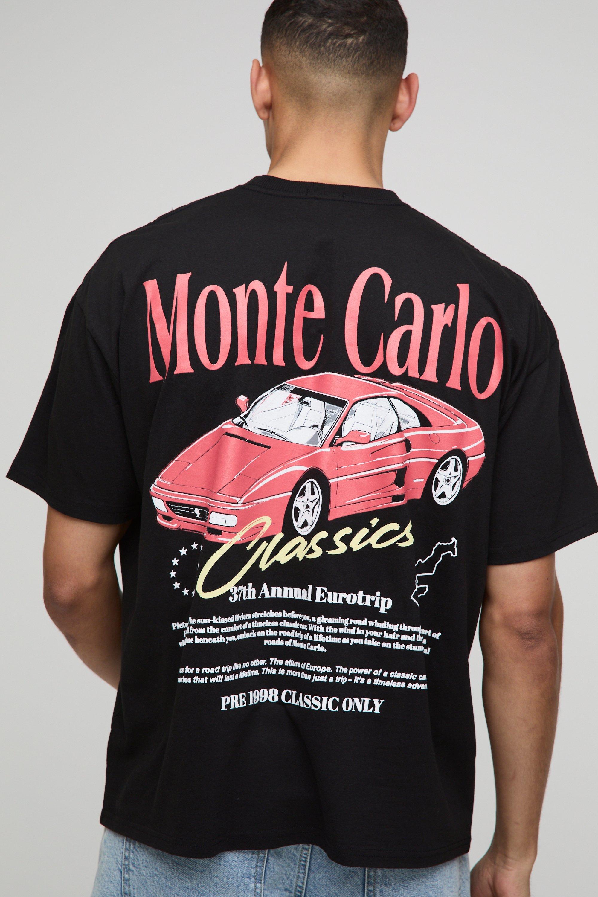 Image of T-shirt oversize con grafica Monte Carlo Classic Car, Nero