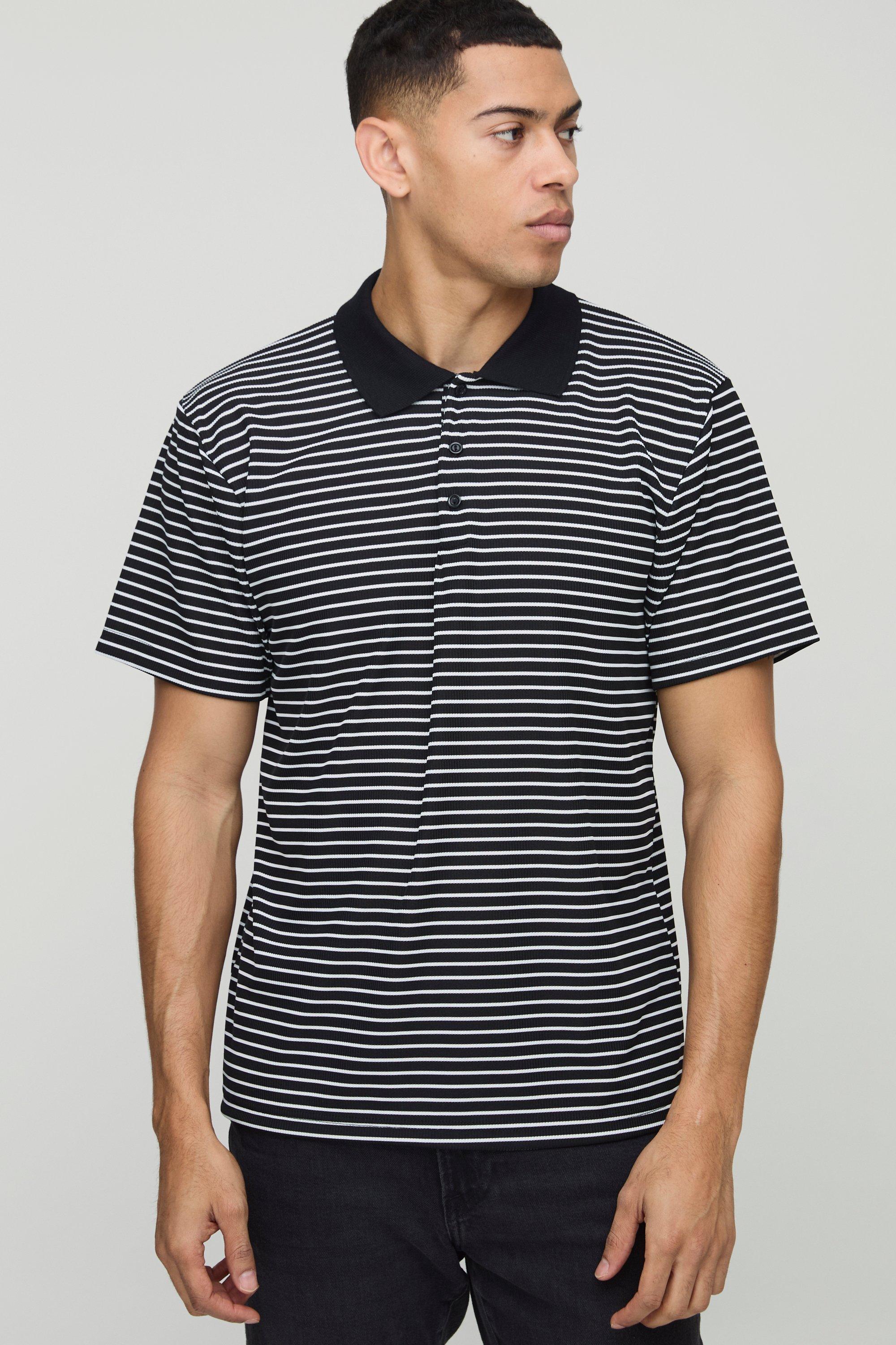 Regular Fit Short Sleeve Stripe Button Polo