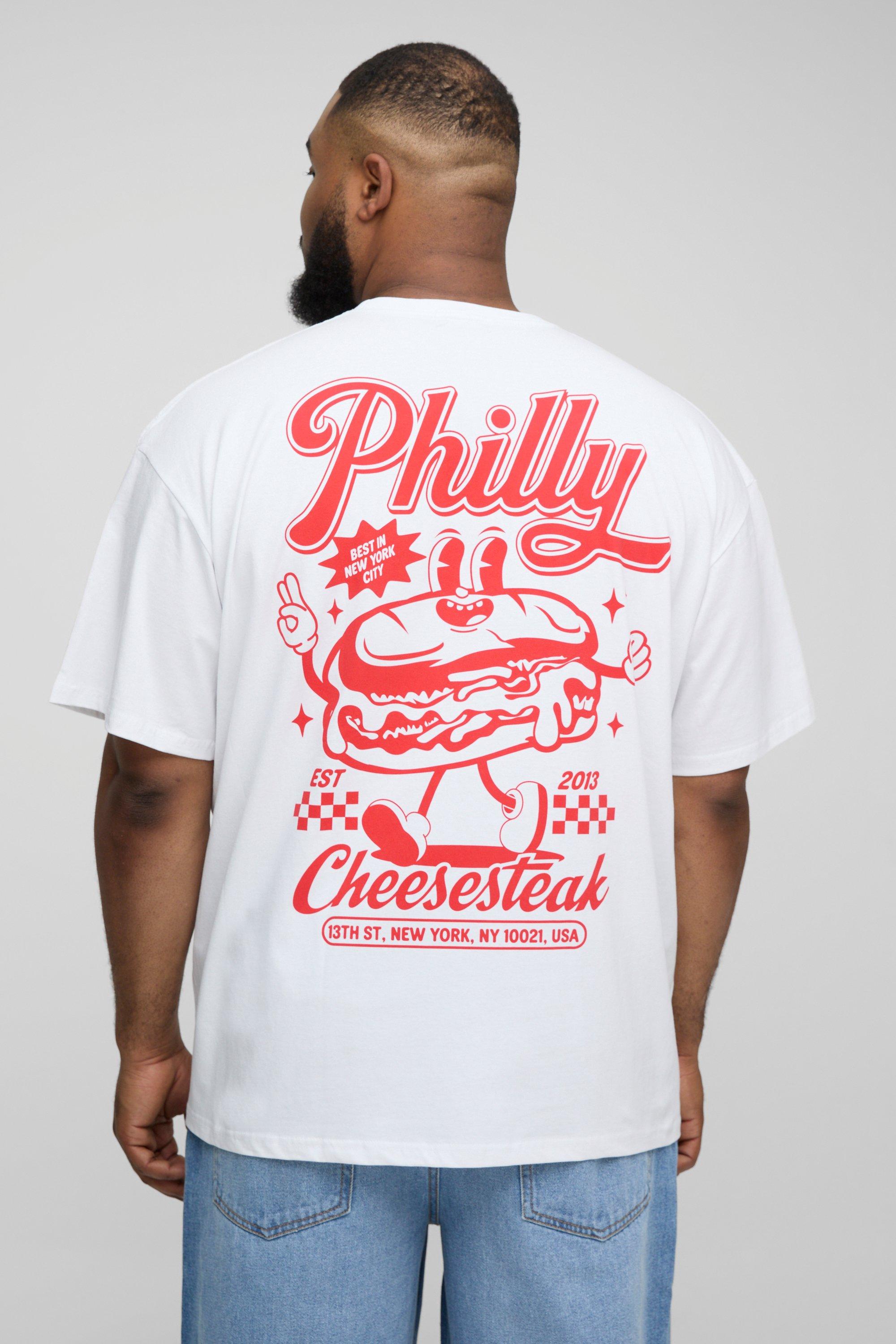 Mens White Plus Graphic Oversized T-Shirt, White