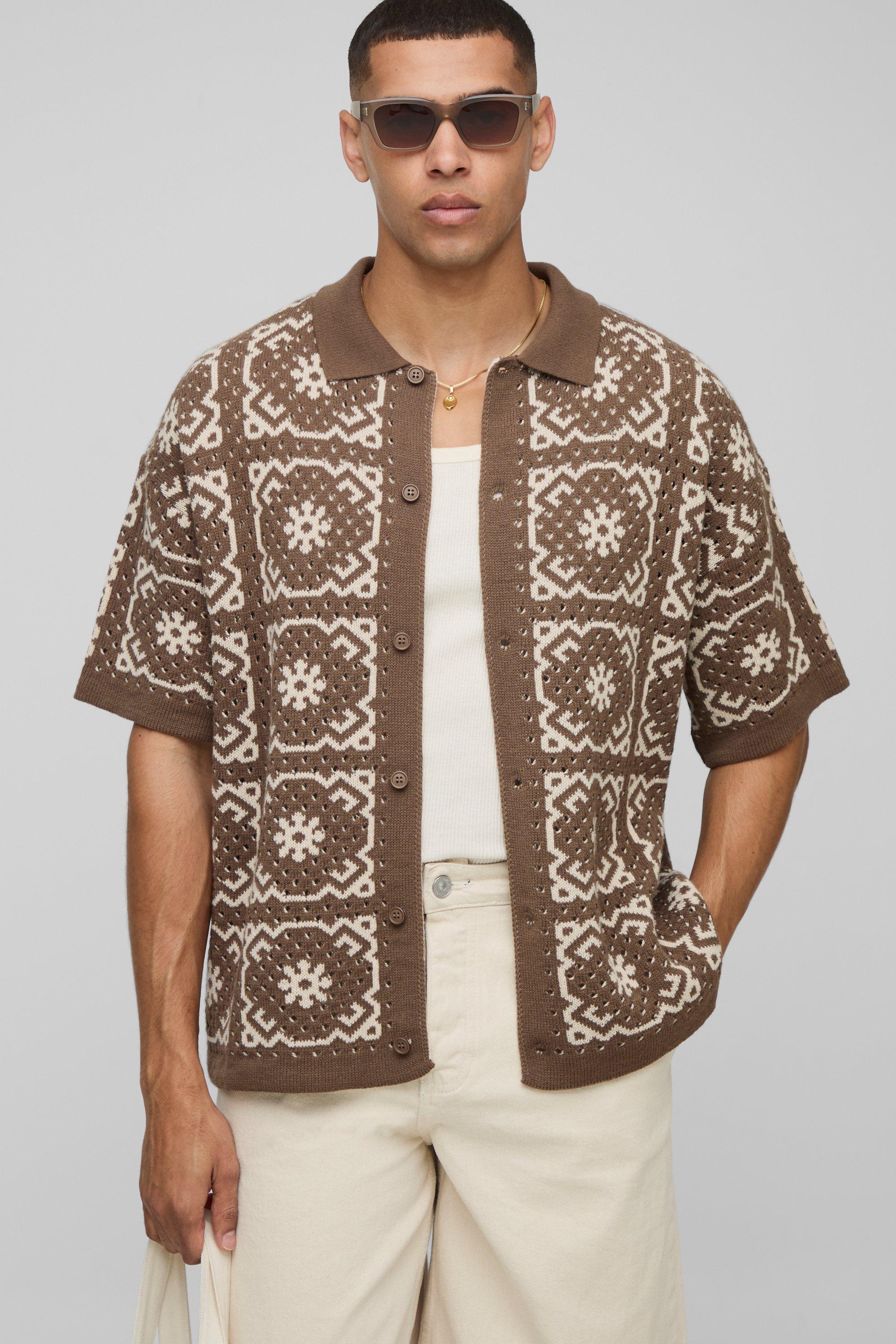 Oversized Boxy Crochet Shirt