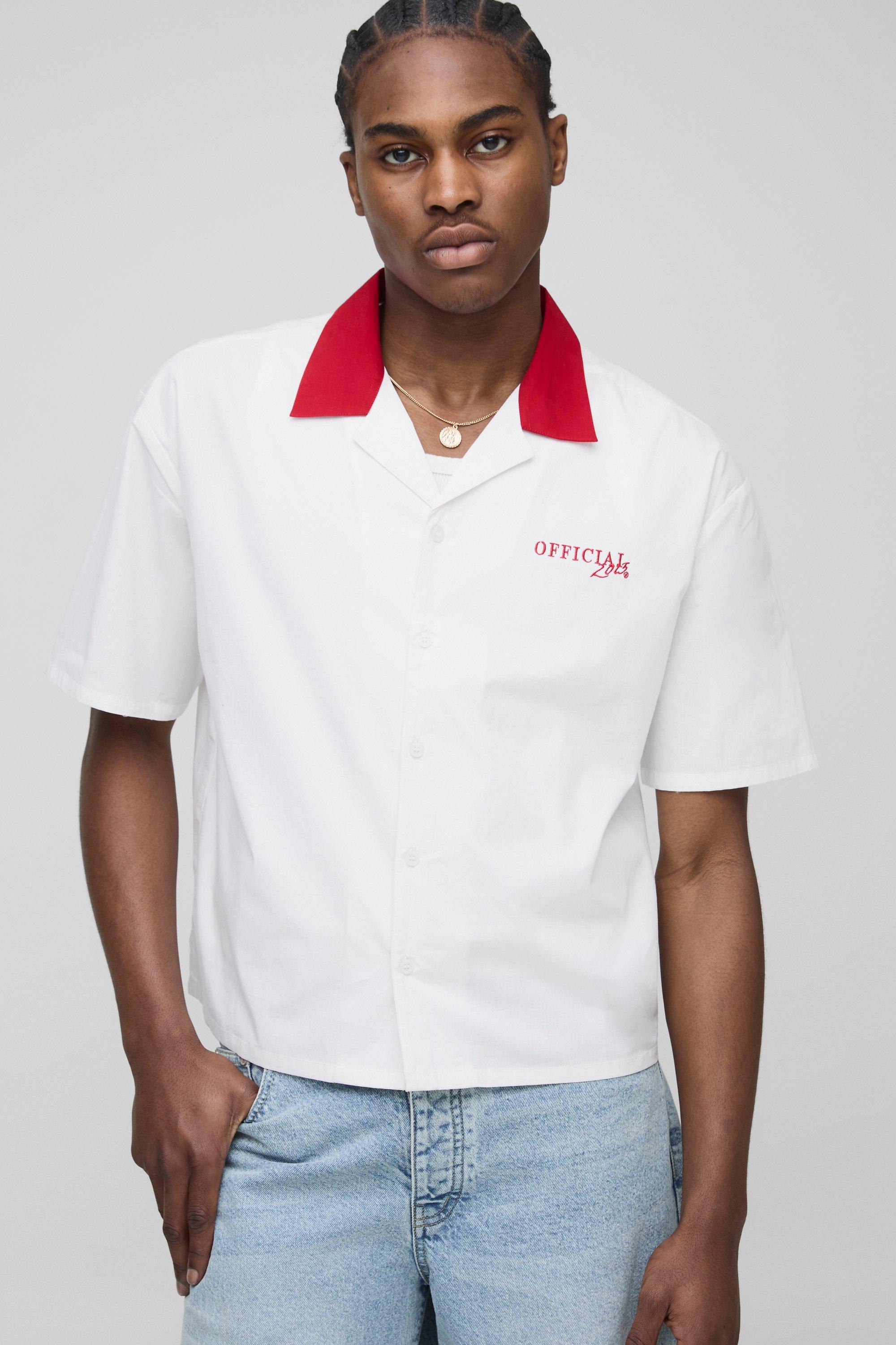 Image of Camicia squadrata oversize con stampa Monte Carlo, Rosso