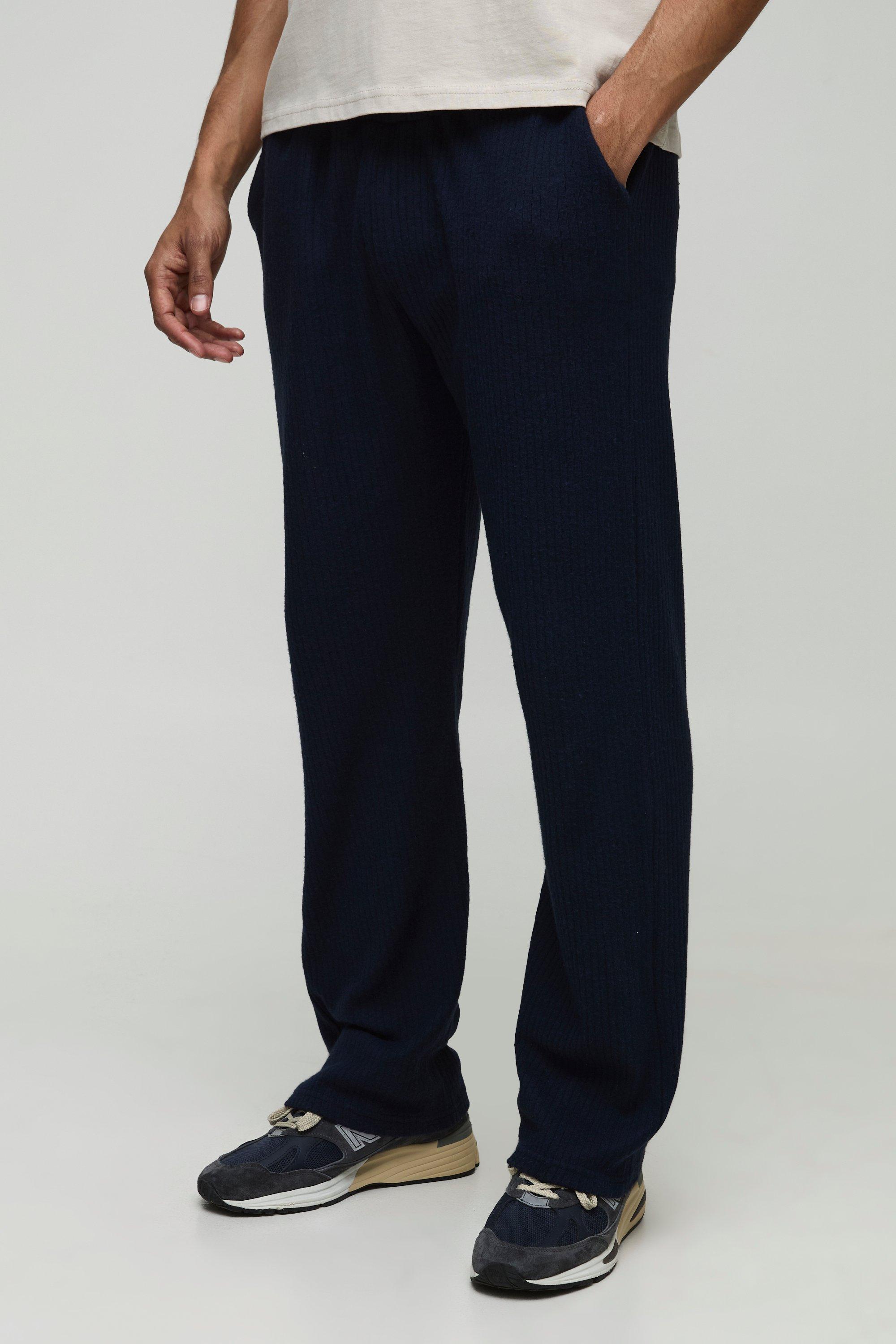 Image of Pantaloni tuta rilassati con trama, Navy