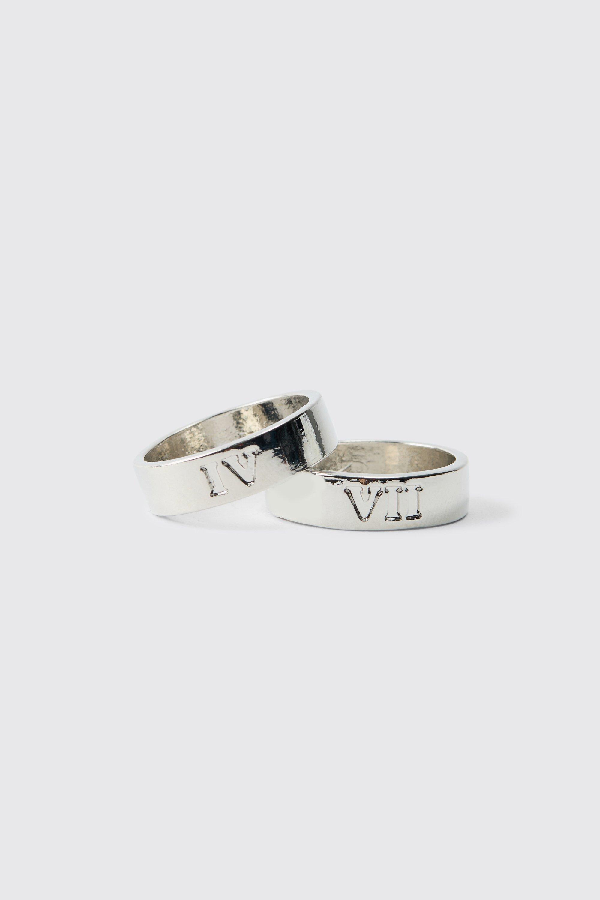 Mens Grey Silver Ring 2 Pack, Grey
