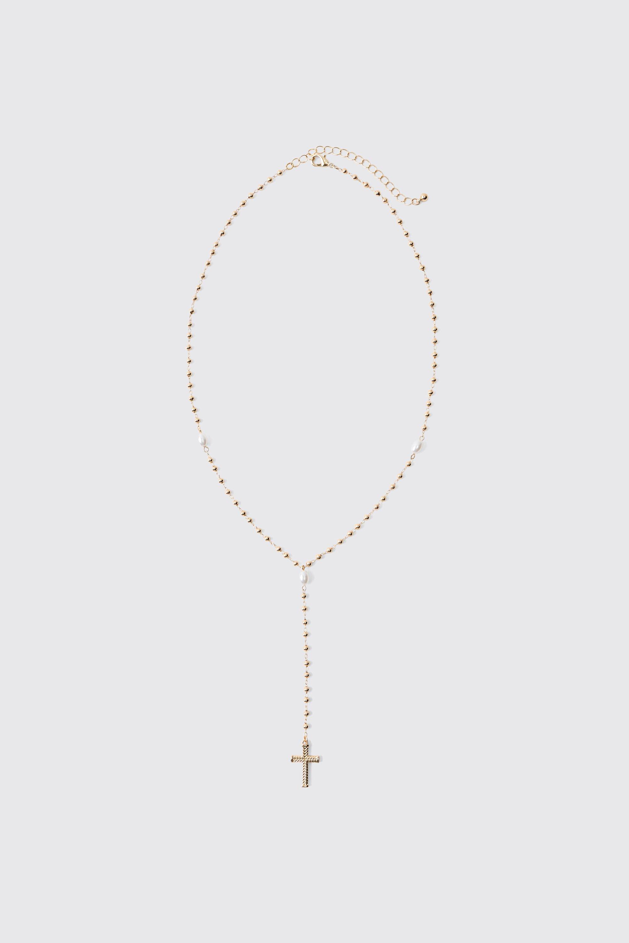Mens Metallics Long Gold Cross Chain, Metallics