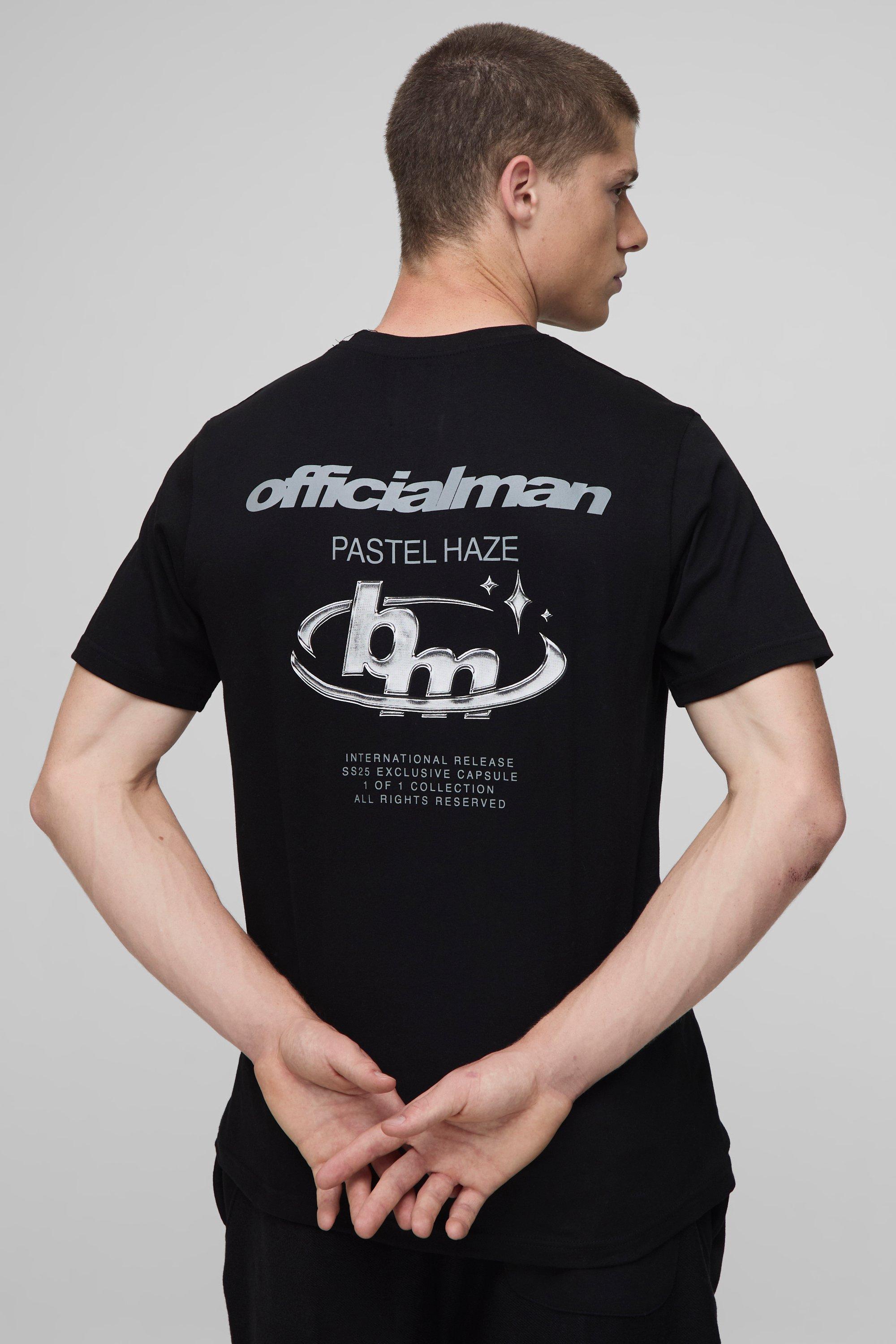 Mens Black Slim Official MAN Graphic T-Shirt, Black