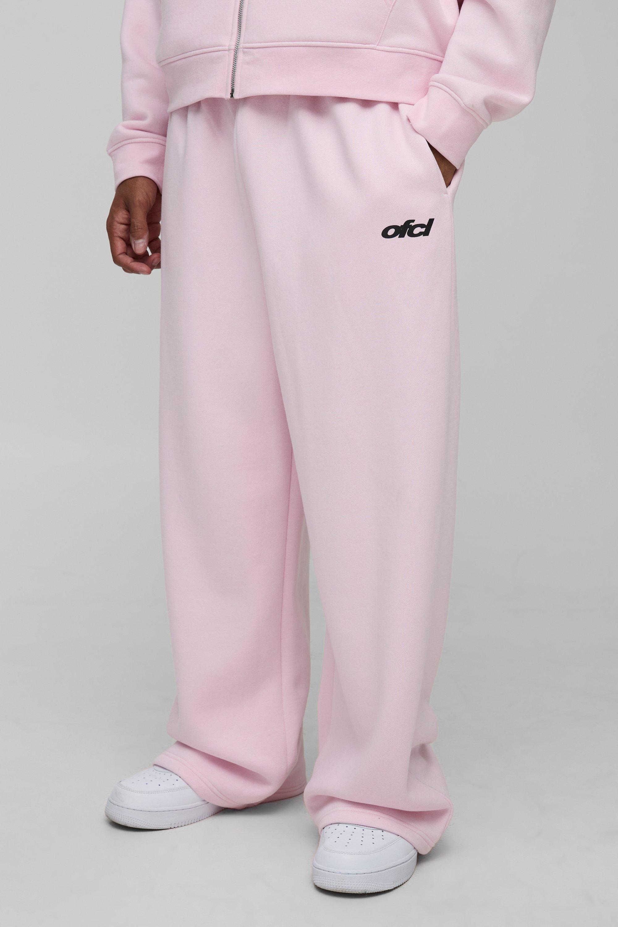 Mens Pink Wide Leg Pastel MAN Jogger, Pink