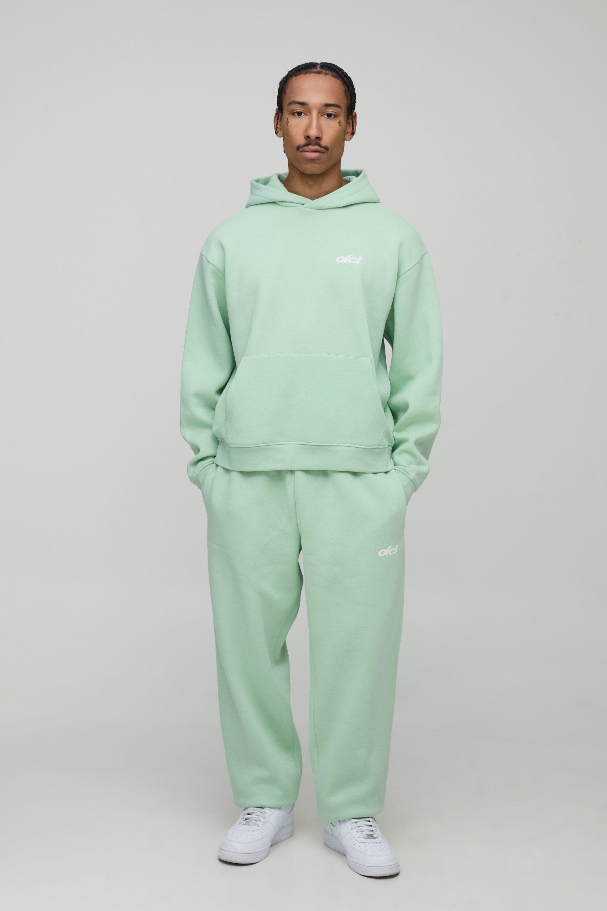 Image of Oversized Boxy Hood Applique Tracksuit, Verde
