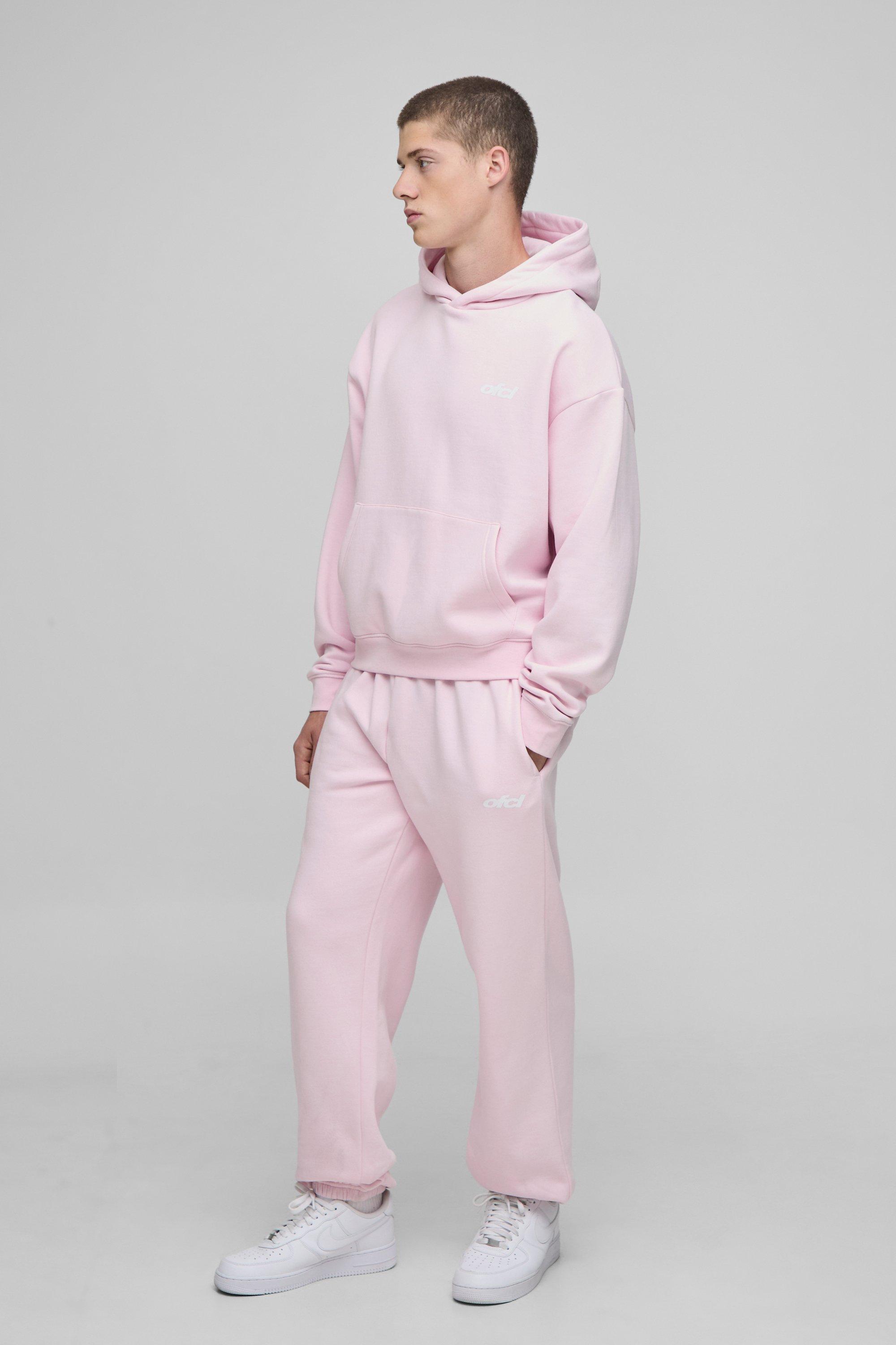 Image of Oversized Boxy Hood Applique Tracksuit, Pink