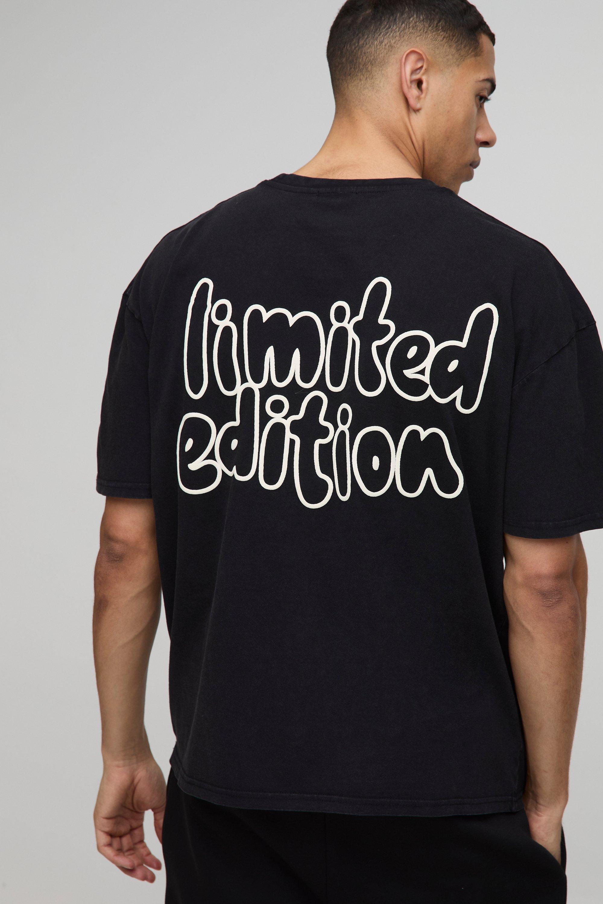 Mens Grey Oversized Limited Edition Acid Wash T-Shirt, Grey